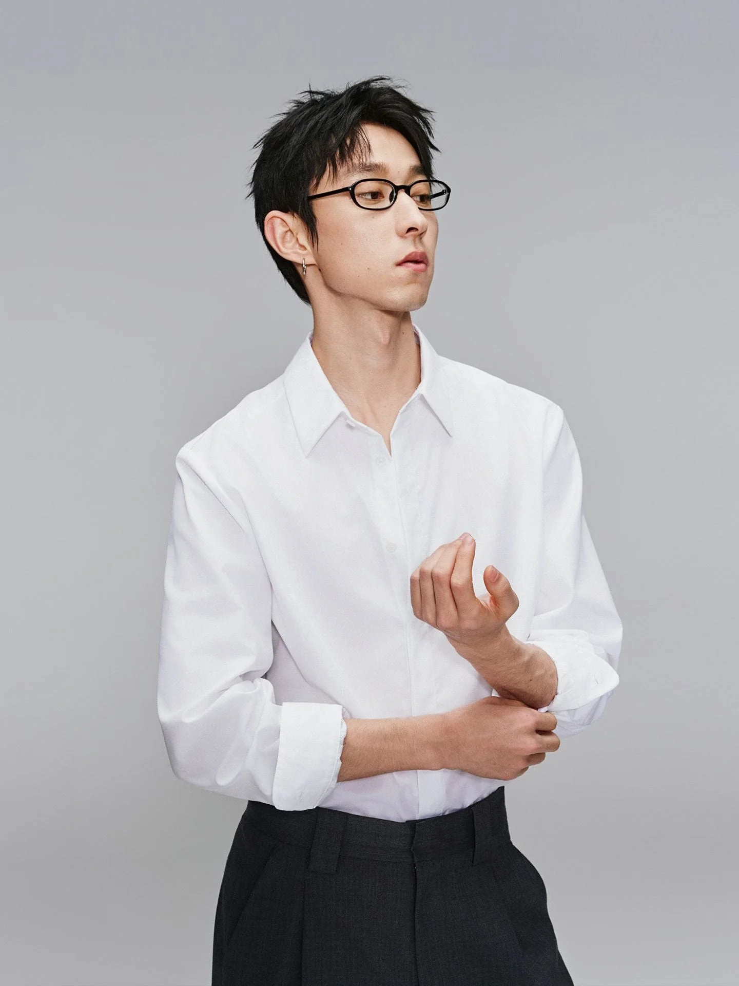 White Hidden-Placket Shirt