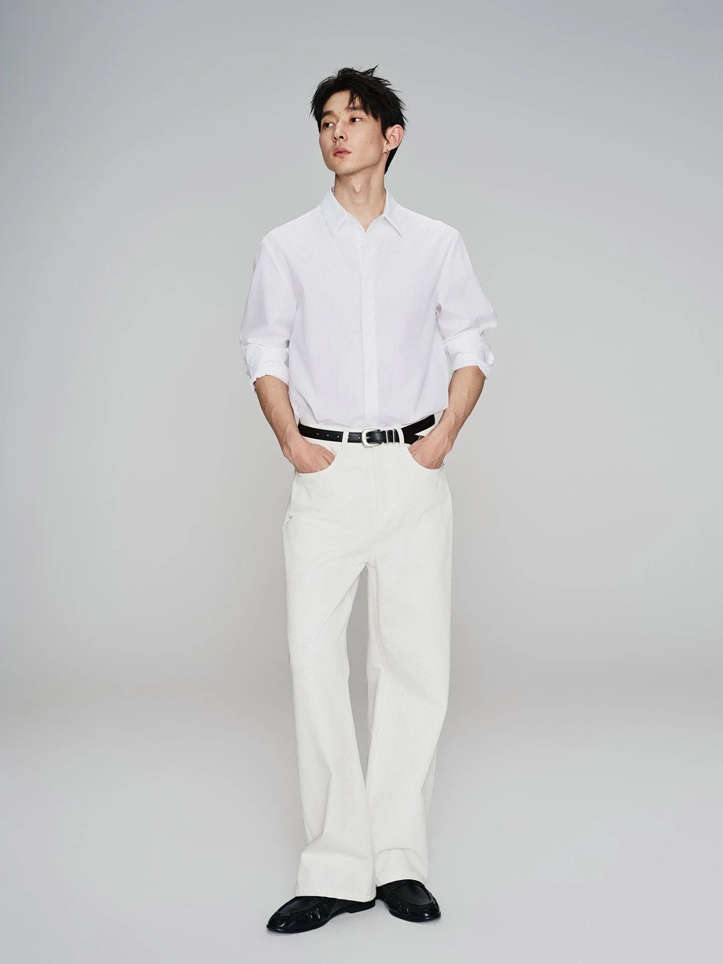 White Hidden-Placket Shirt - Image 4