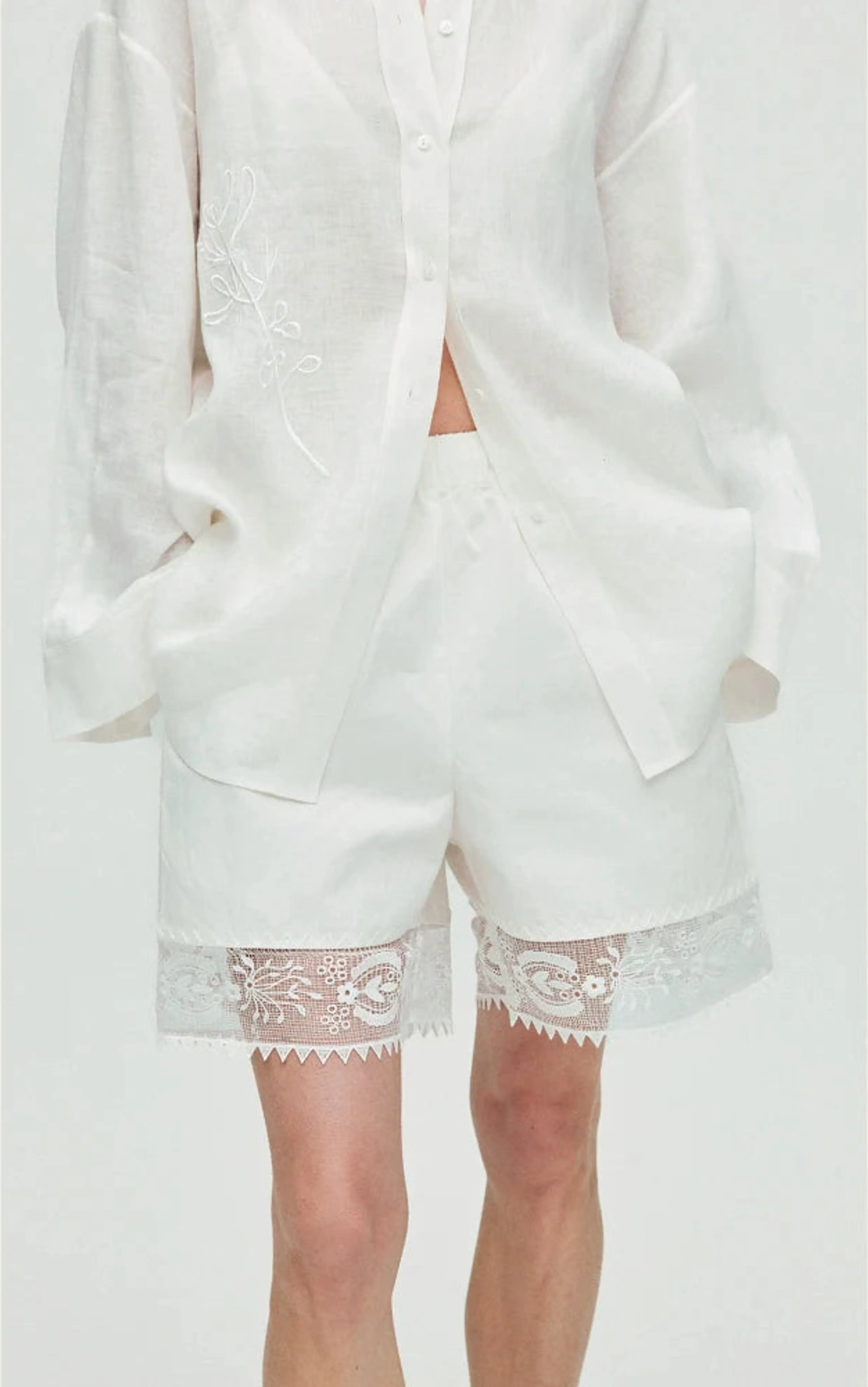 White Lace-Trim Shorts