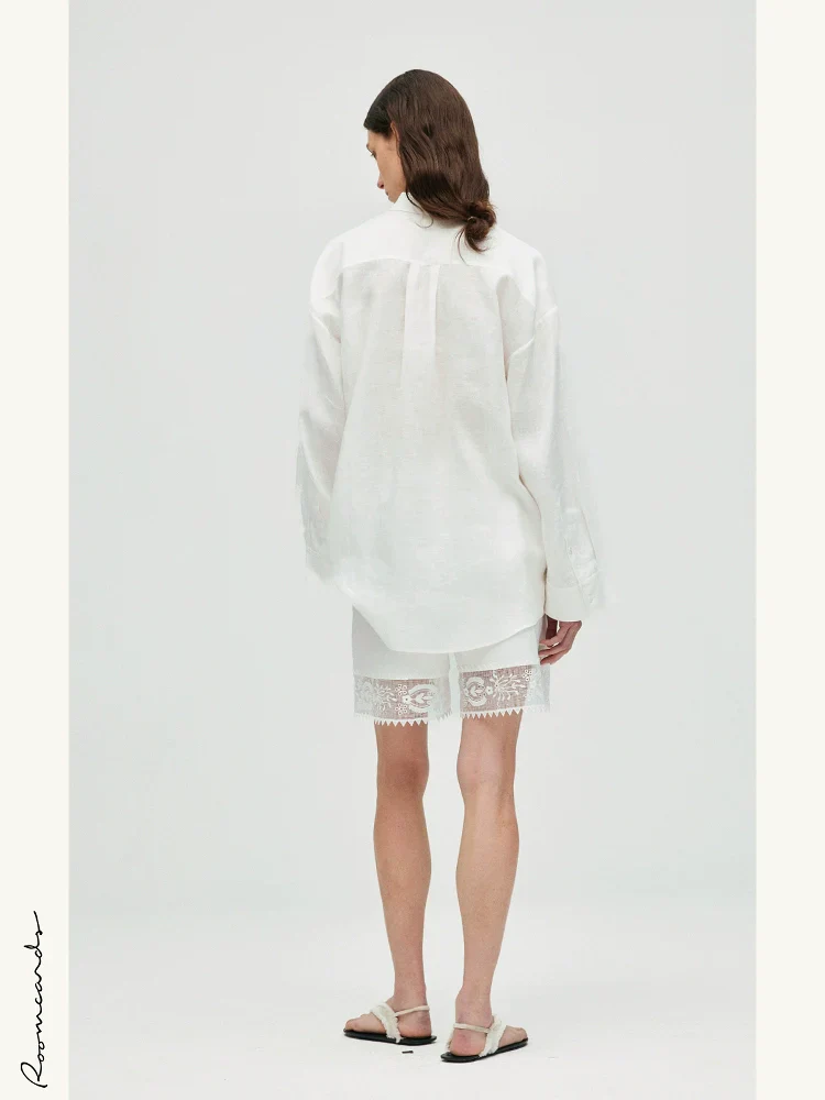 White Lace-Trim Shorts - Image 4