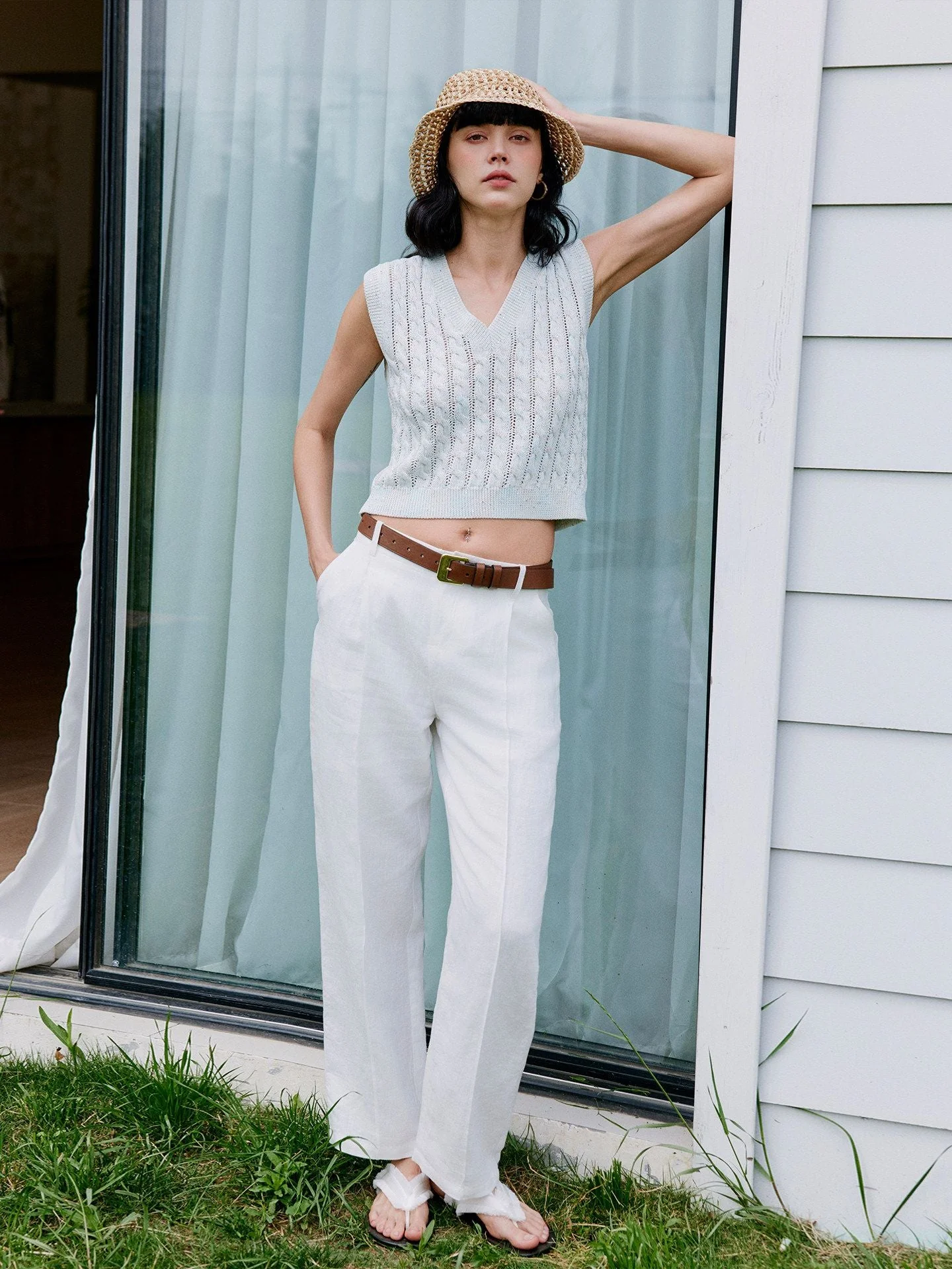 White Linen Trousers - Image 3