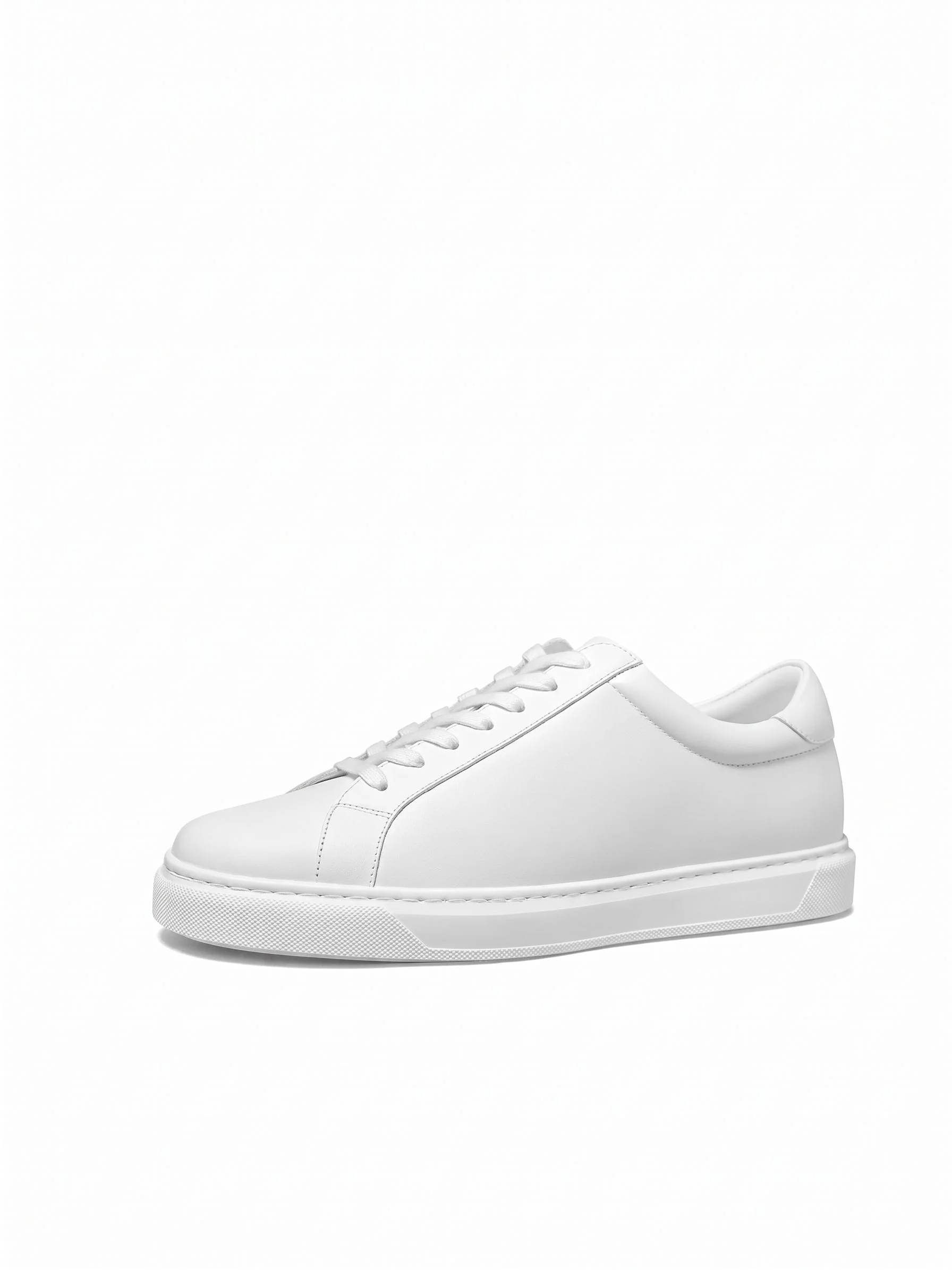White Top-Grain Leather Low-Top Sneakers