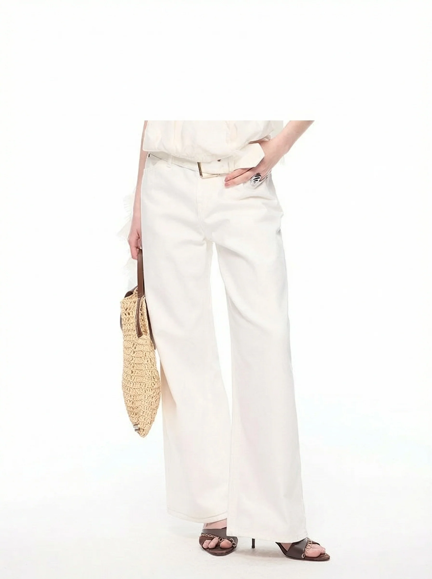 White Wide-Leg Trousers