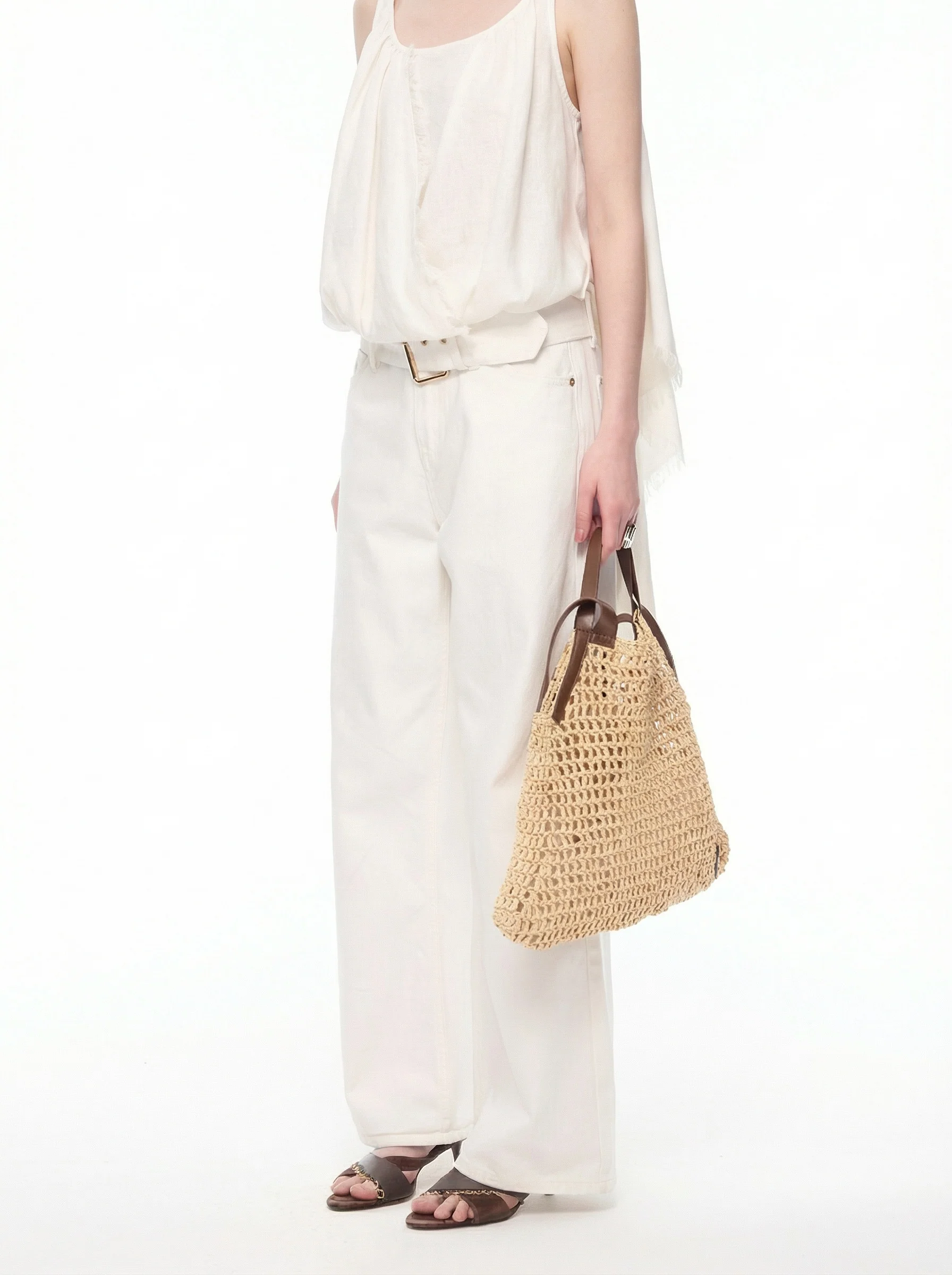 White Wide-Leg Trousers - Image 4