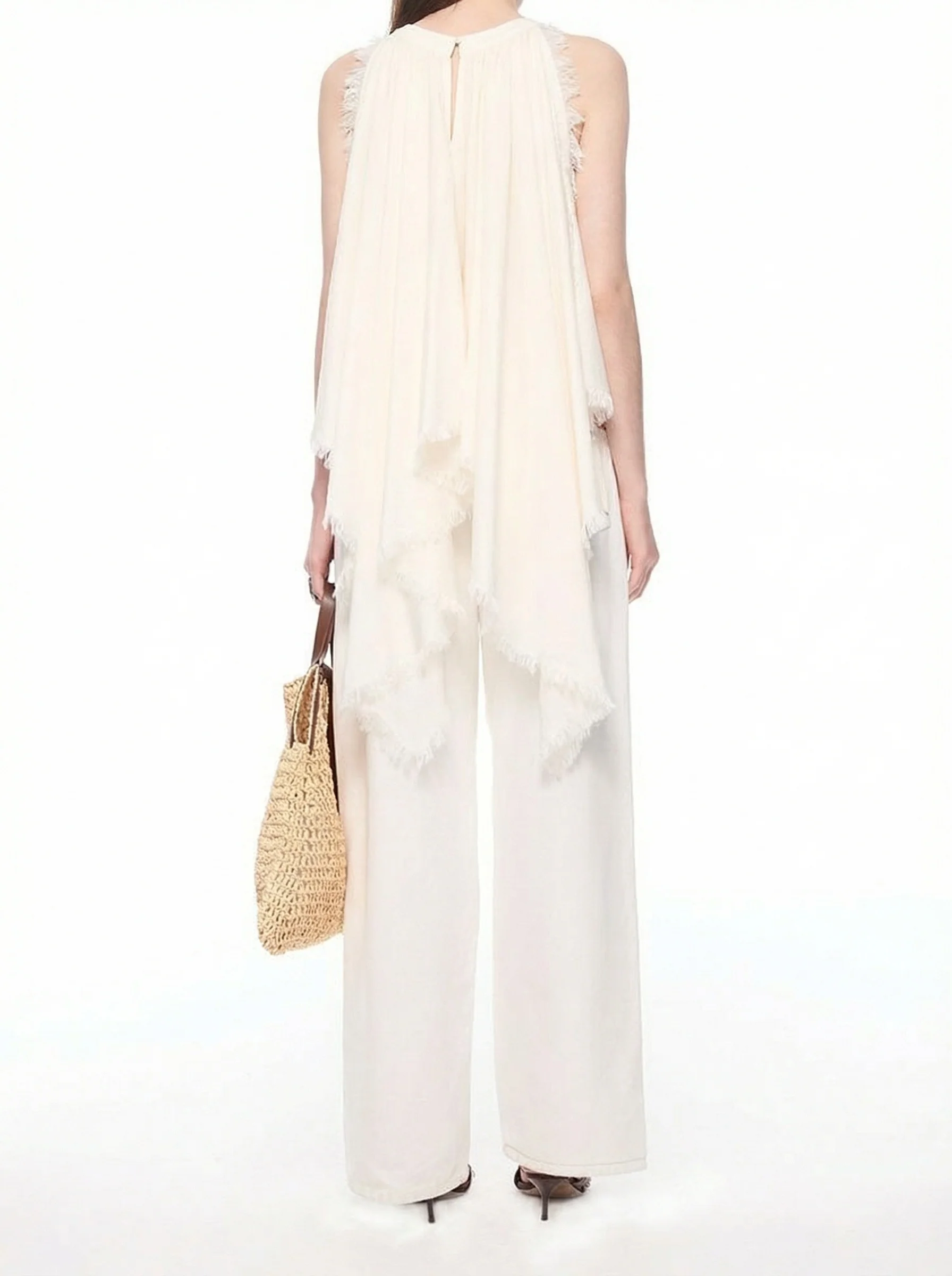 White Wide-Leg Trousers - Image 5