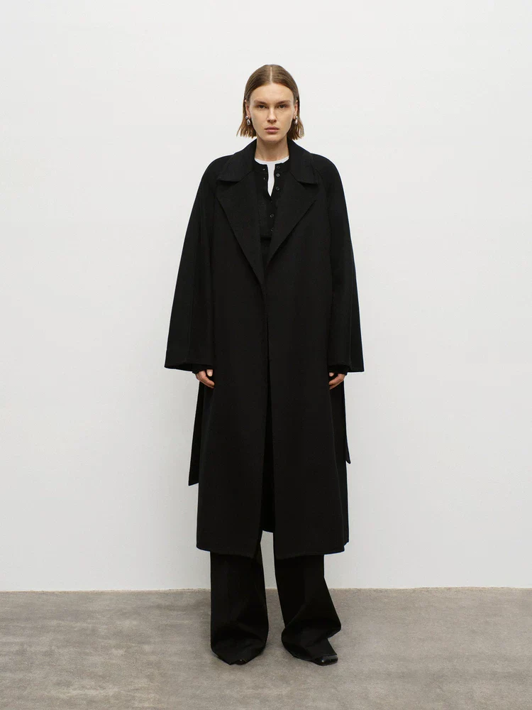 Wide-Lapel Wrap Coat