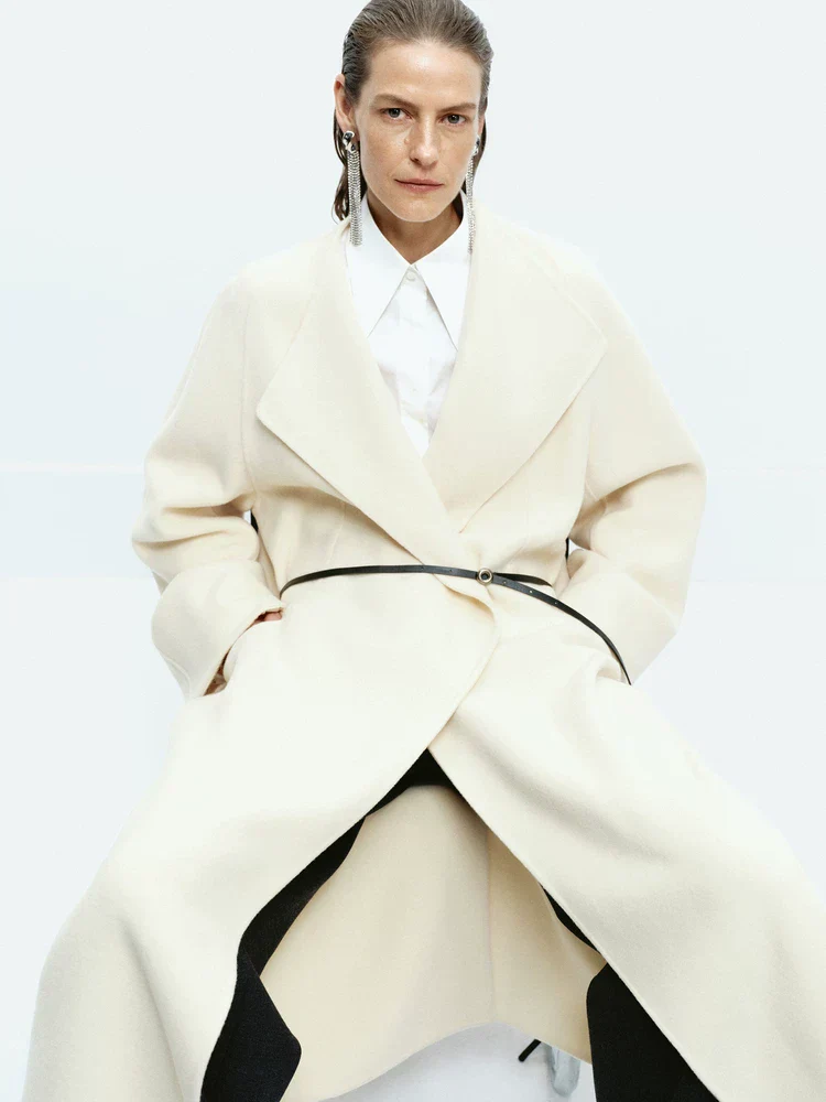 Wide-Lapel Wrap Coat - Image 3