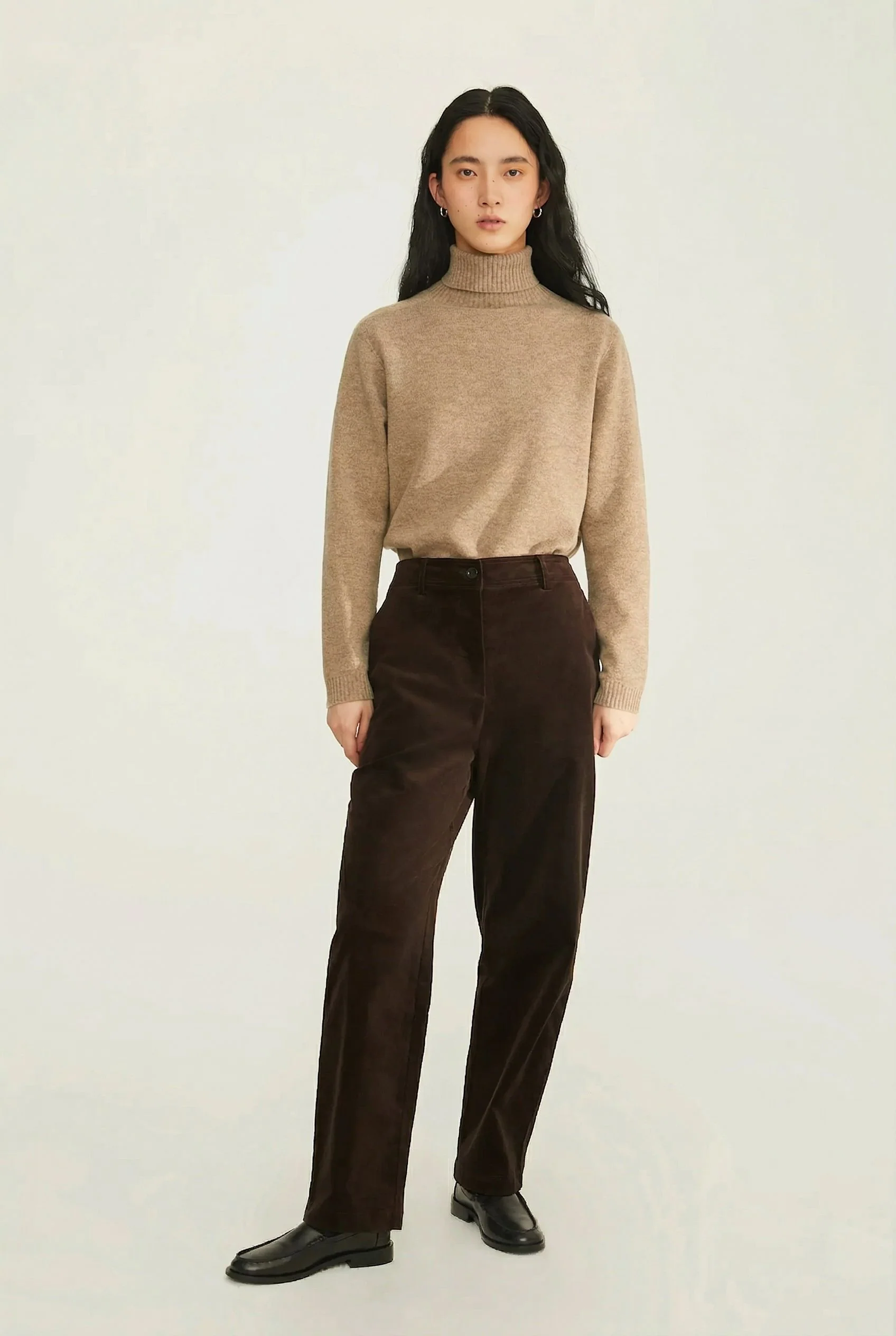 Wide-Leg Brown Trousers