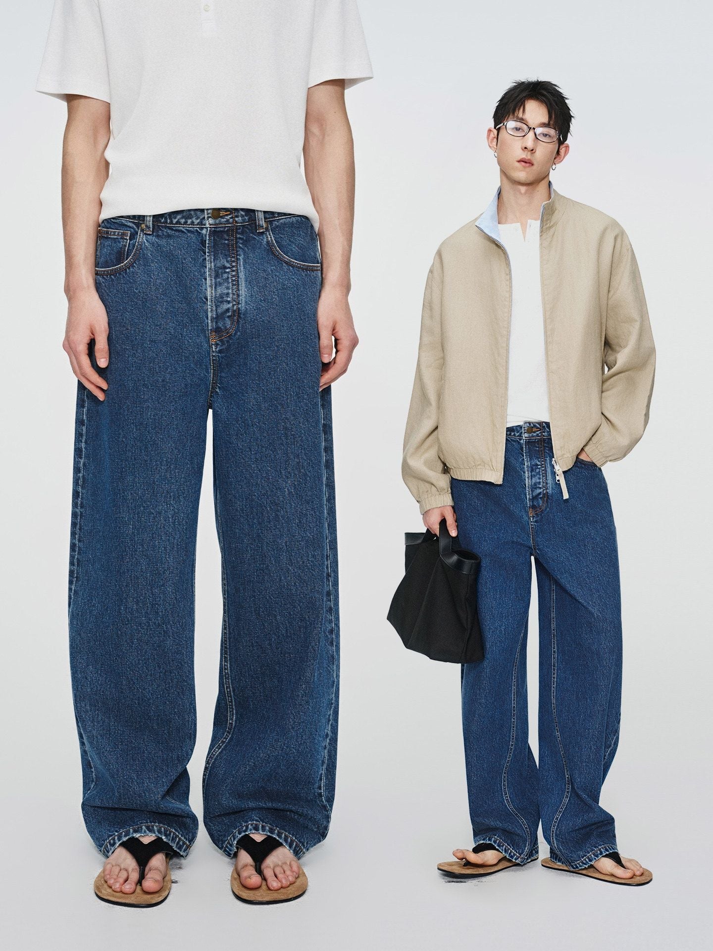 Wide-Leg Button-Fly Jeans