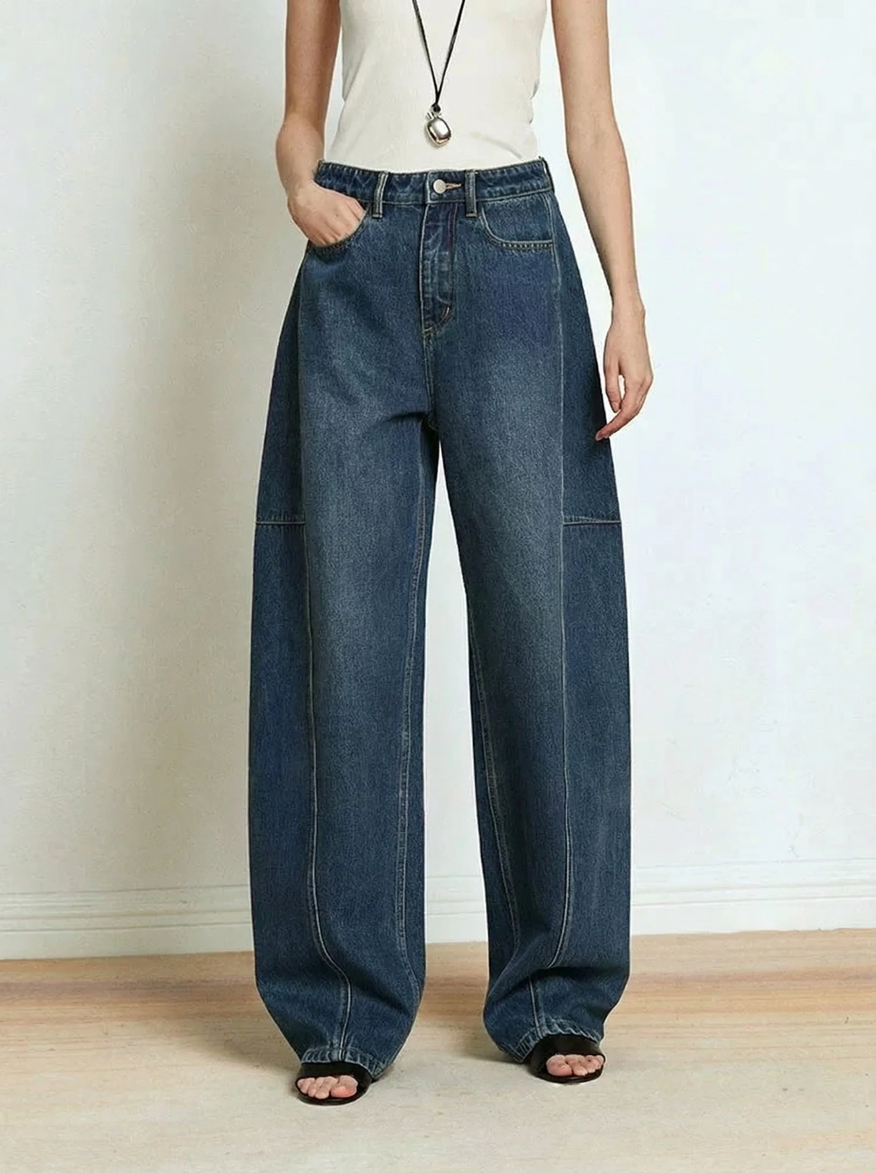 Wide-Leg Denim Jeans