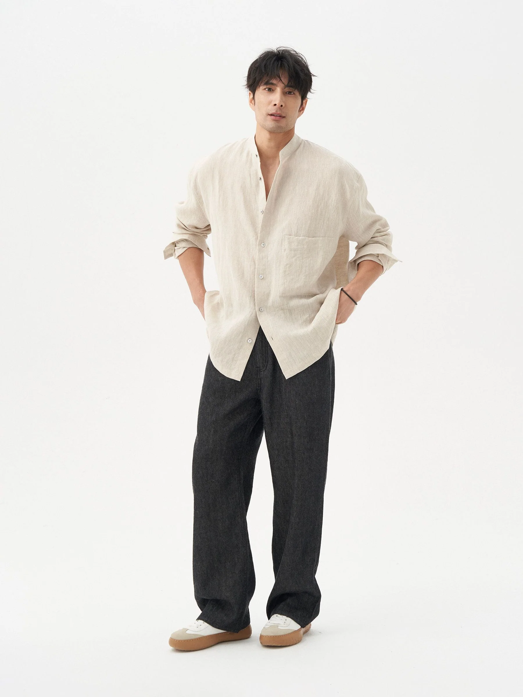 Wide-Leg Denim Trousers