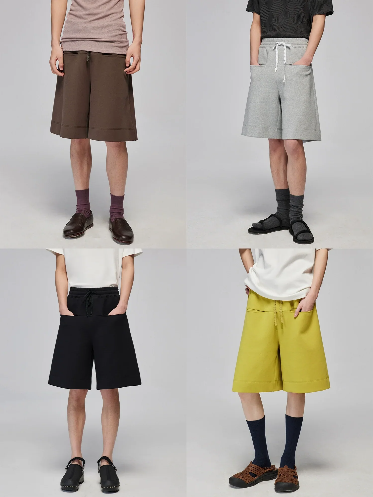 Wide-Leg Drawstring Sweat Shorts