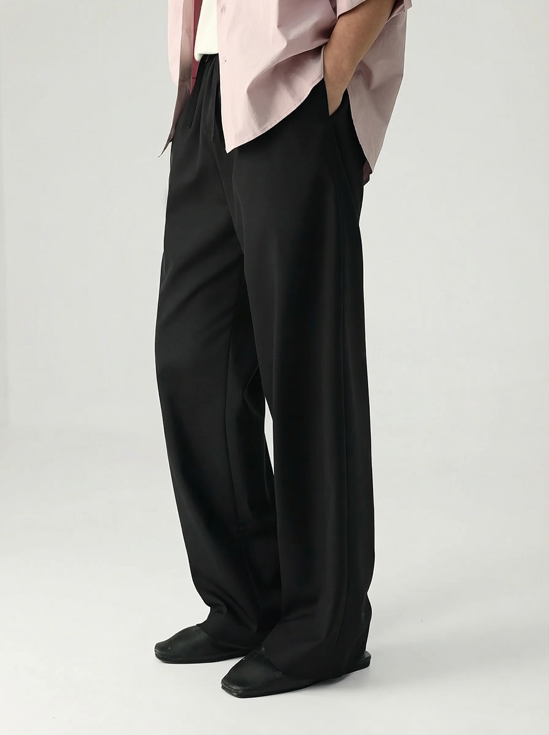 Wide-Leg Drawstring Trousers