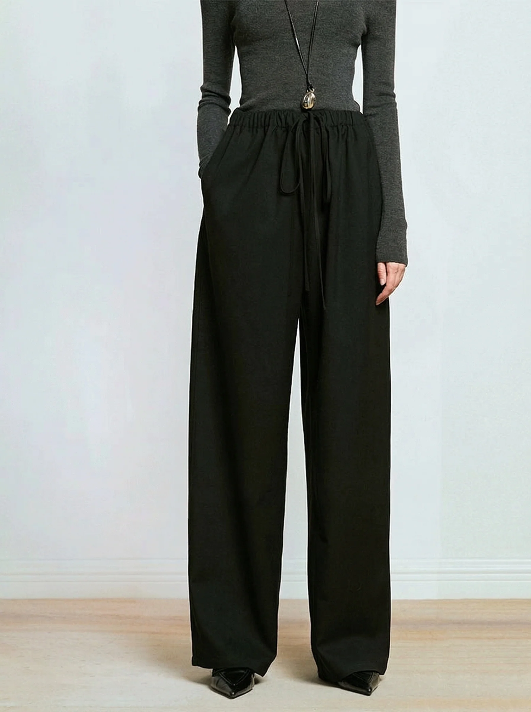 Wide-Leg Elastic Trousers - Image 5