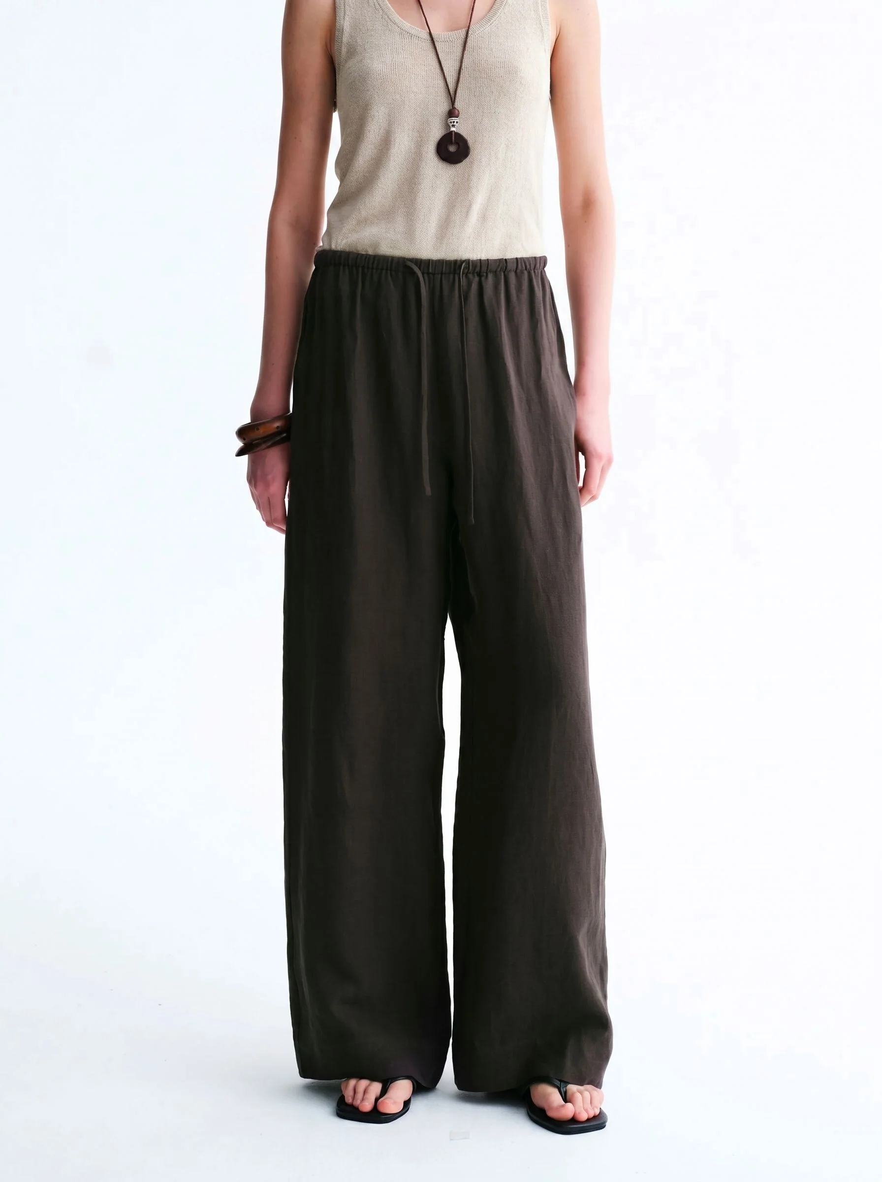 Wide-Leg Hemp Pants