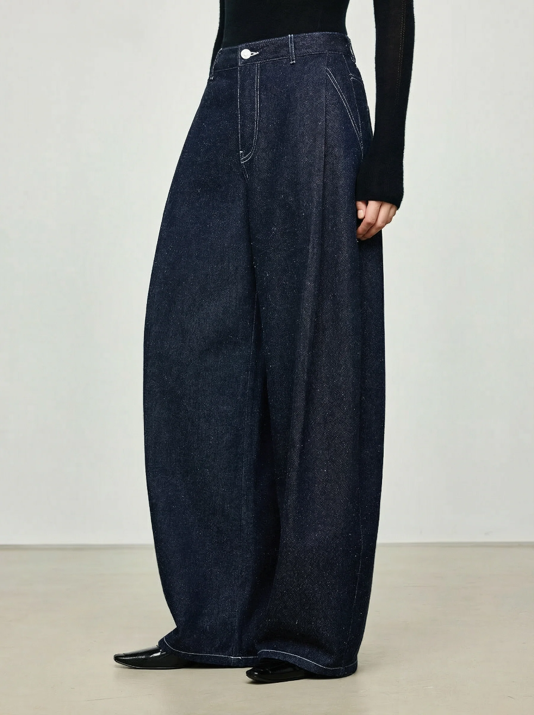 Wide-Leg Nep Jeans