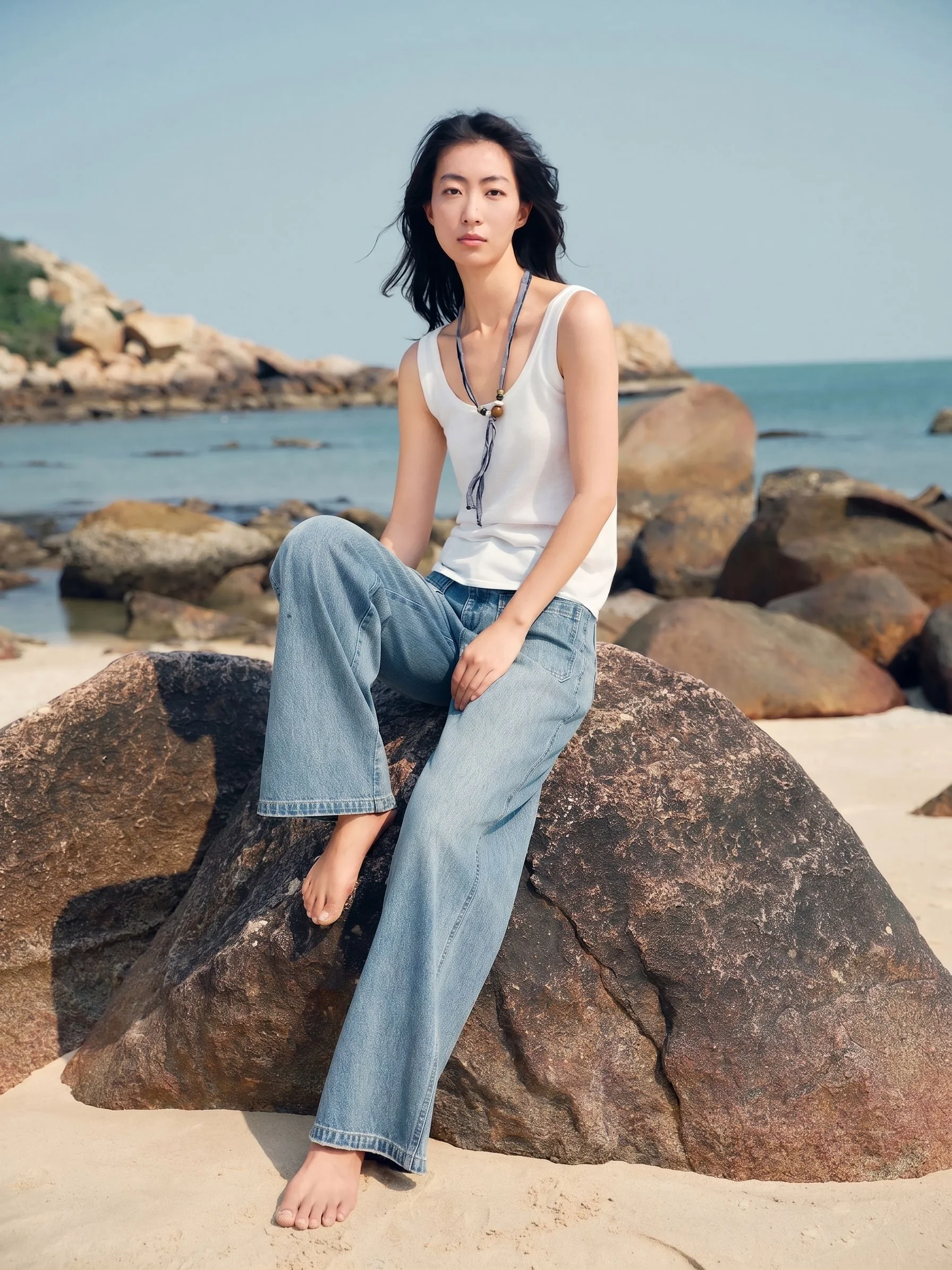 Wide-Leg Patch Jeans