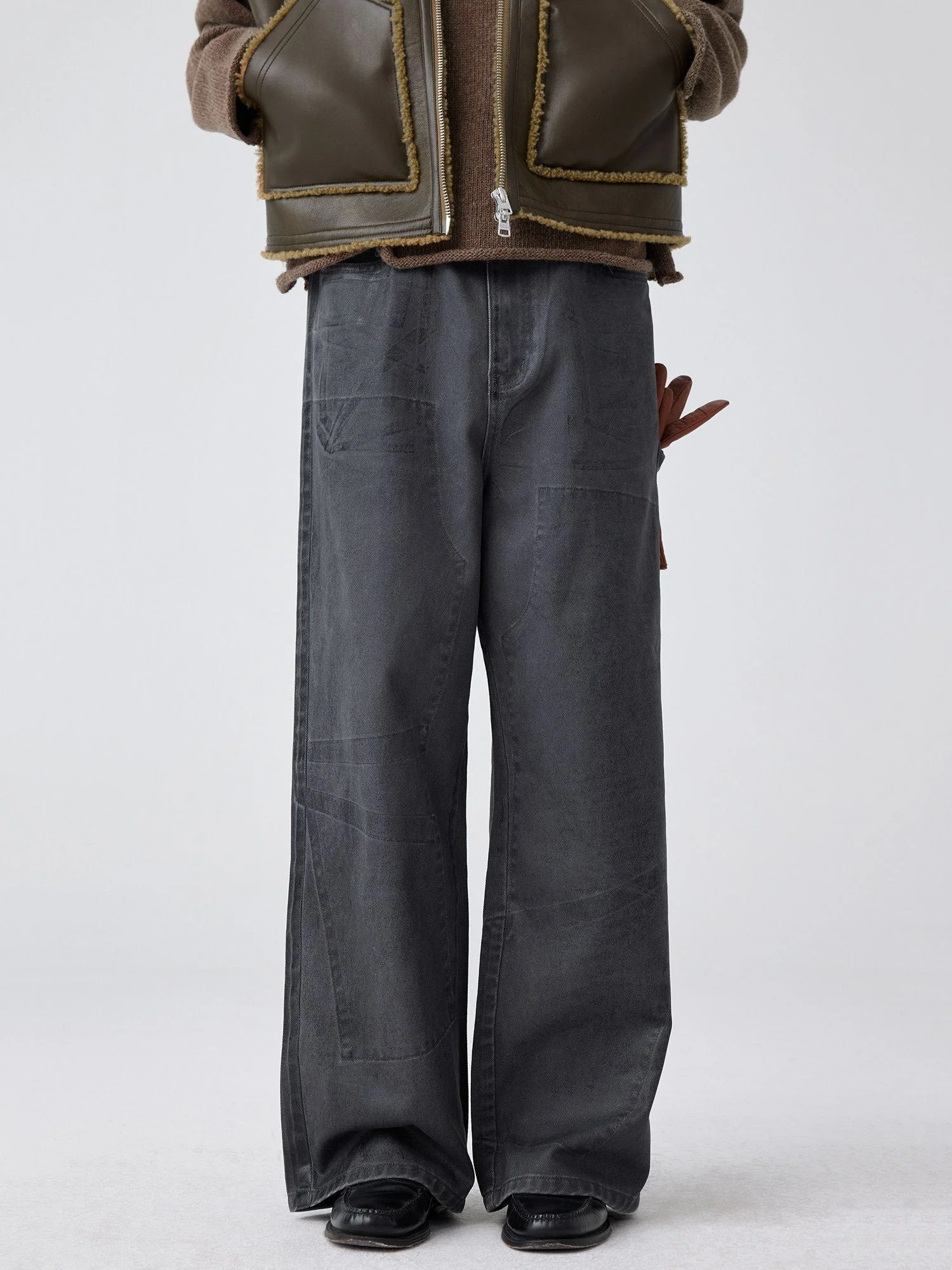 Wide-Leg Patchwork Jeans