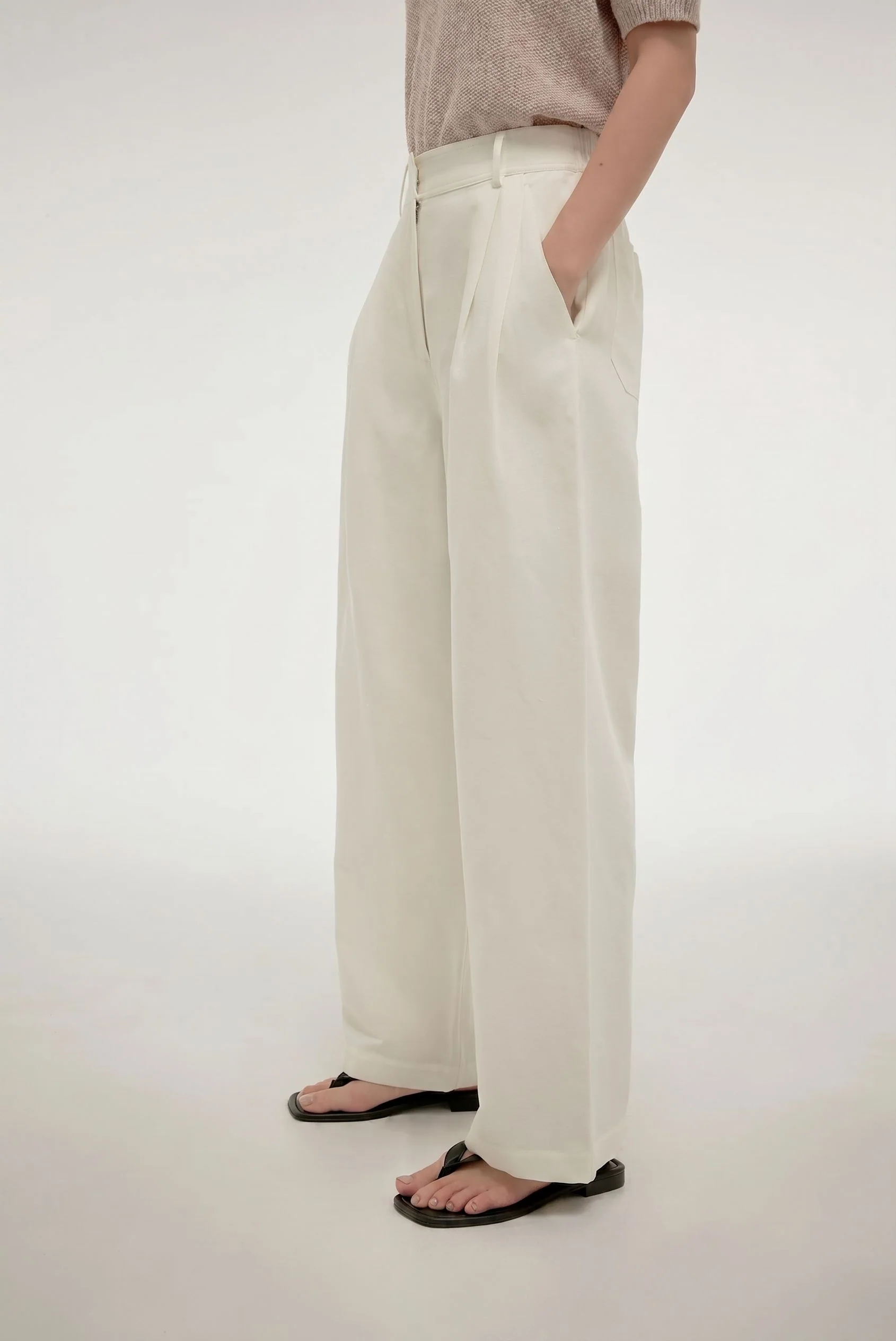 Wide-Leg Pleated Pants