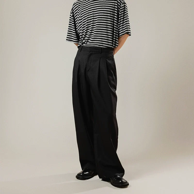 Wide-Leg Pleated Trousers