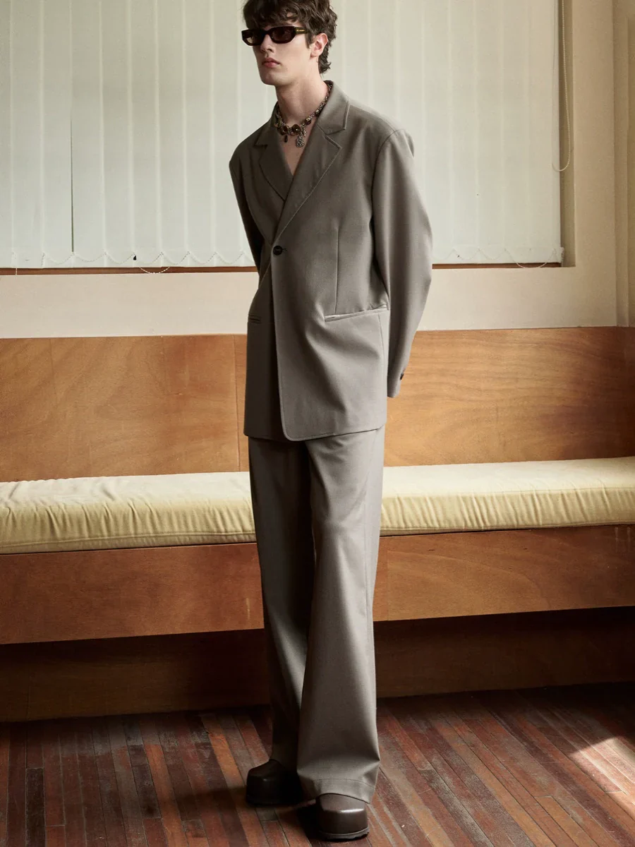 Wide-Leg Pleated Trousers - Image 2