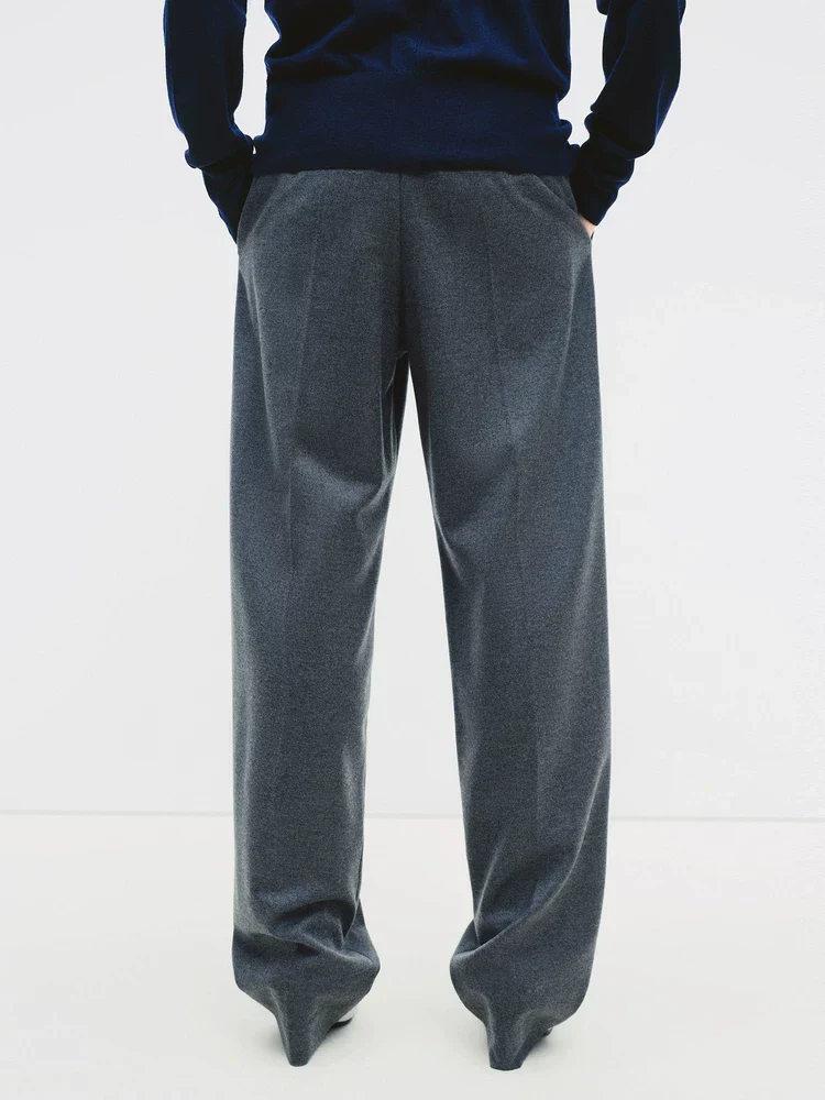 Wide-Leg Pleated Trousers - Image 2