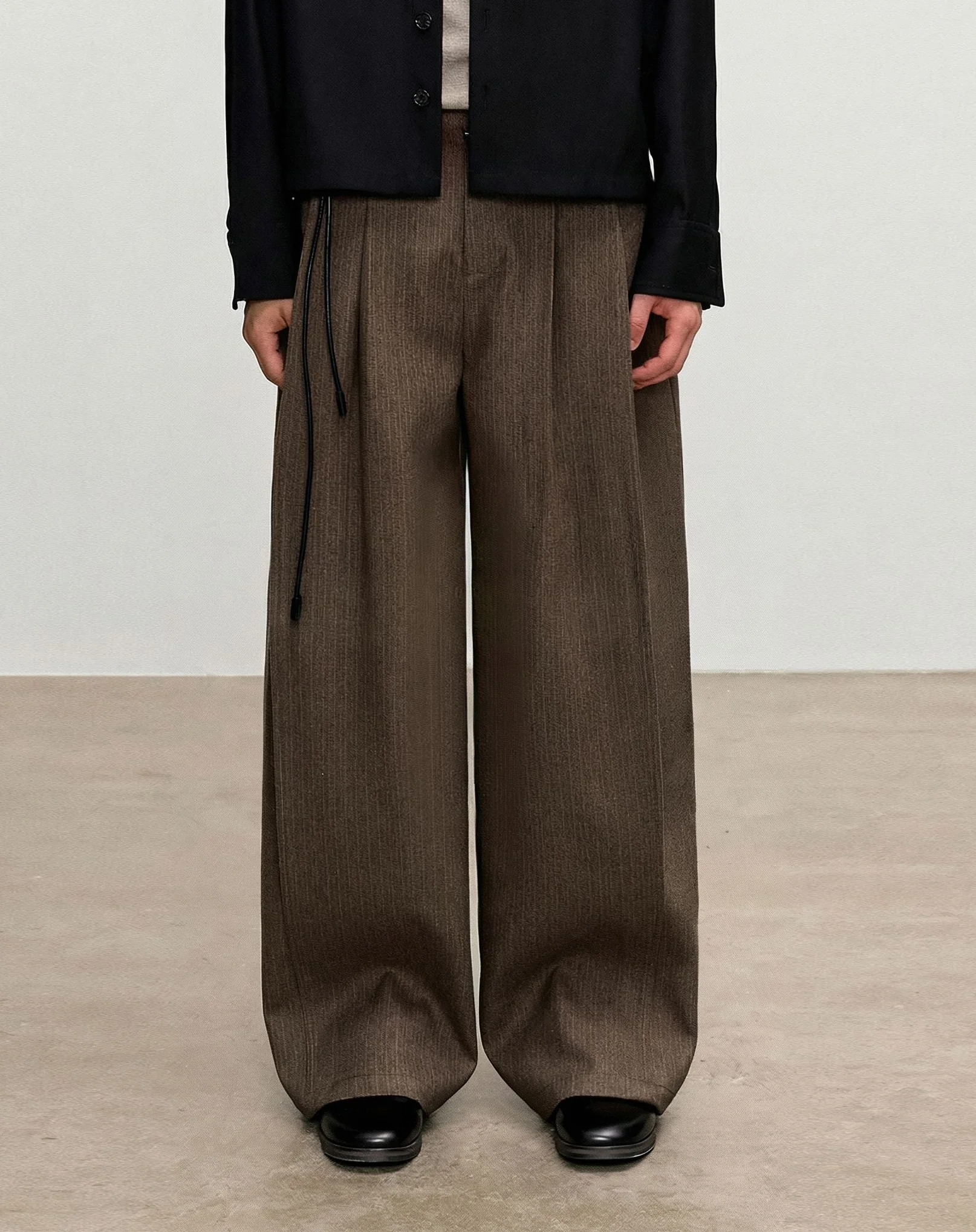 Wide-Leg Pleated Trousers