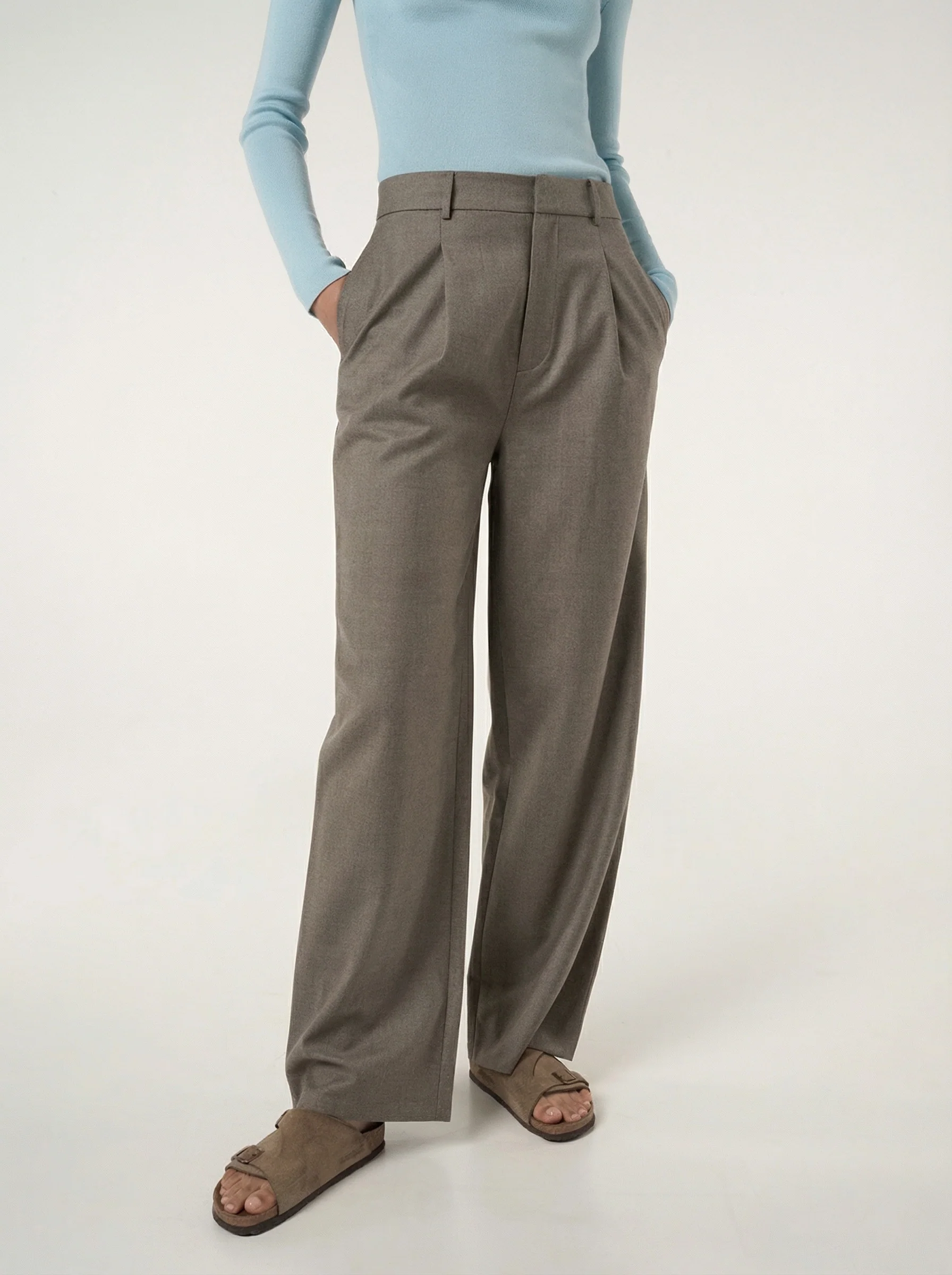 Wide-Leg Pure Wool Trousers - Image 2