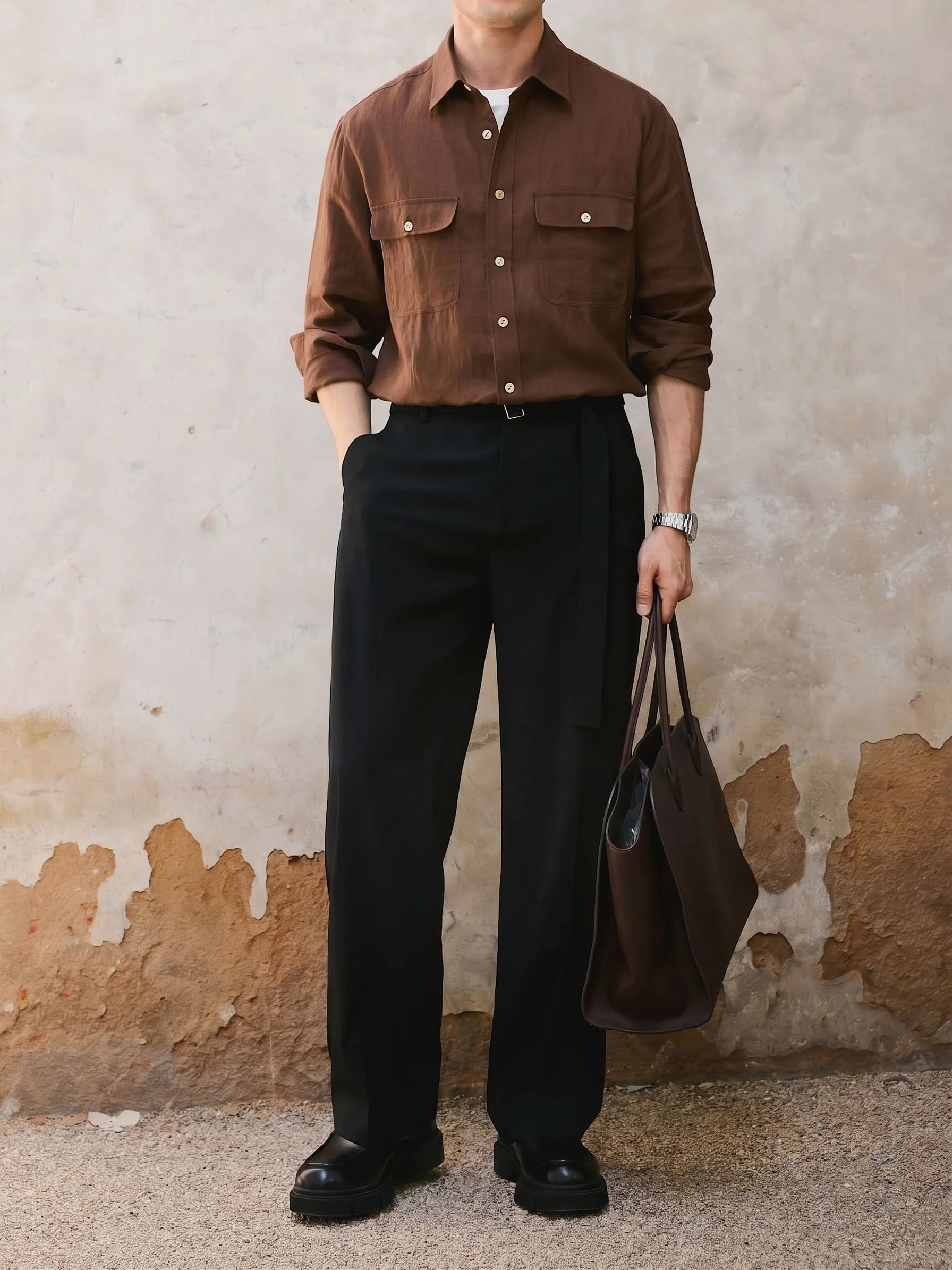 Wide-Leg Tie Trousers - Image 2