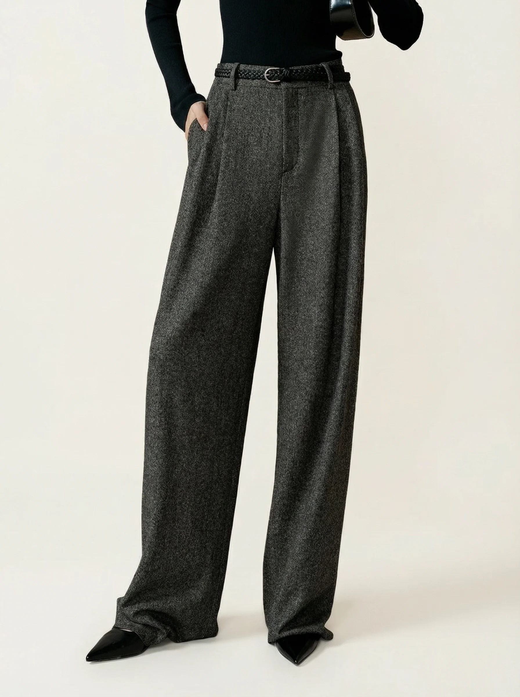 Wide-Leg Tweed Trousers