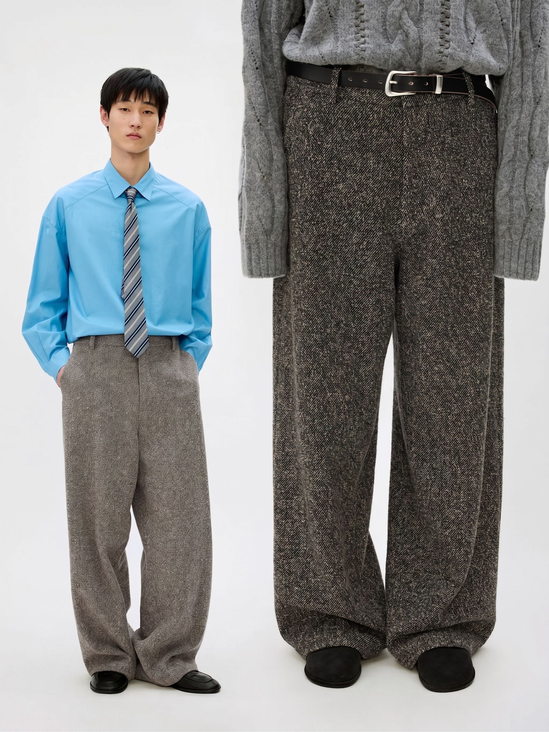 Wide-Leg Tweed Trousers