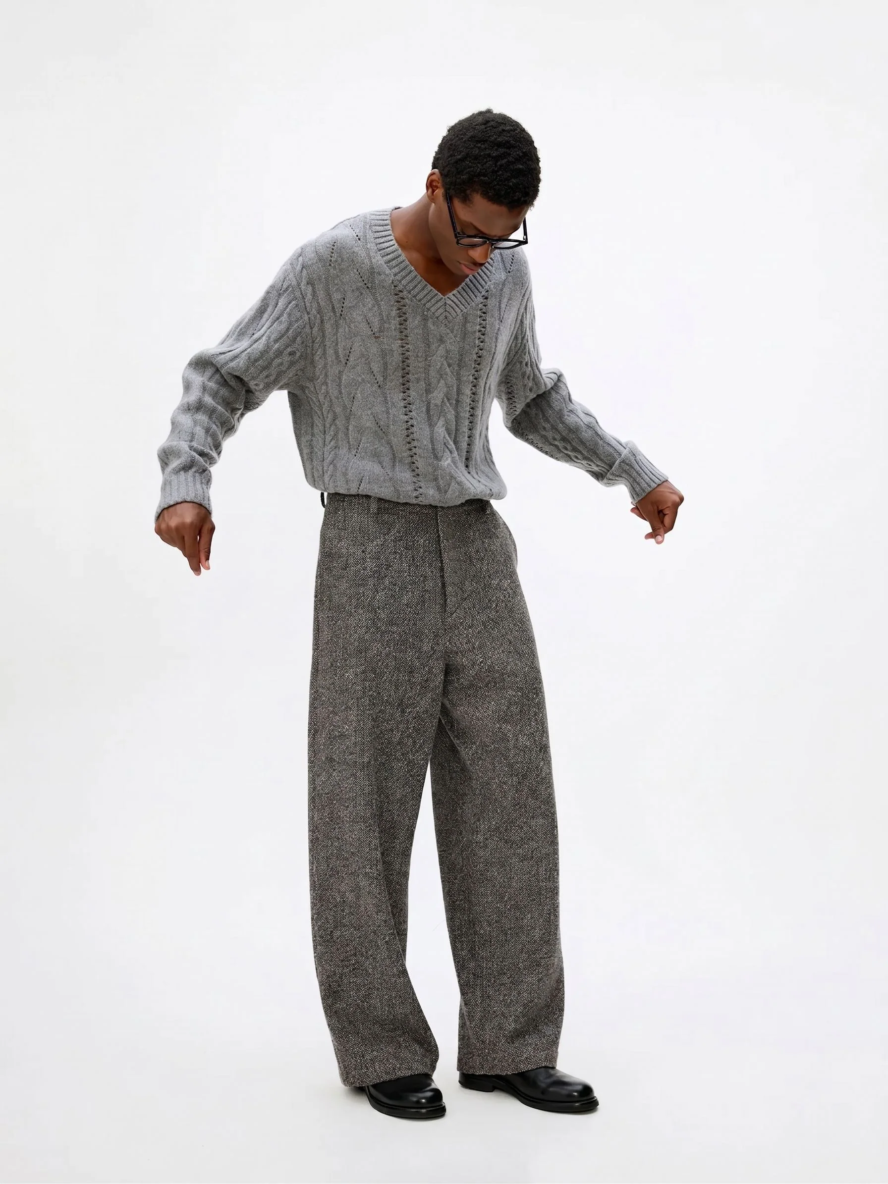 Wide-Leg Tweed Trousers - Image 5