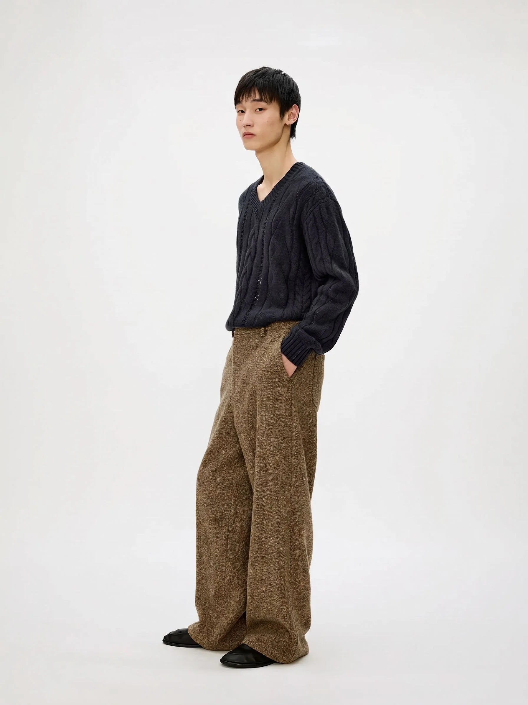 Wide-Leg Tweed Trousers - Image 8
