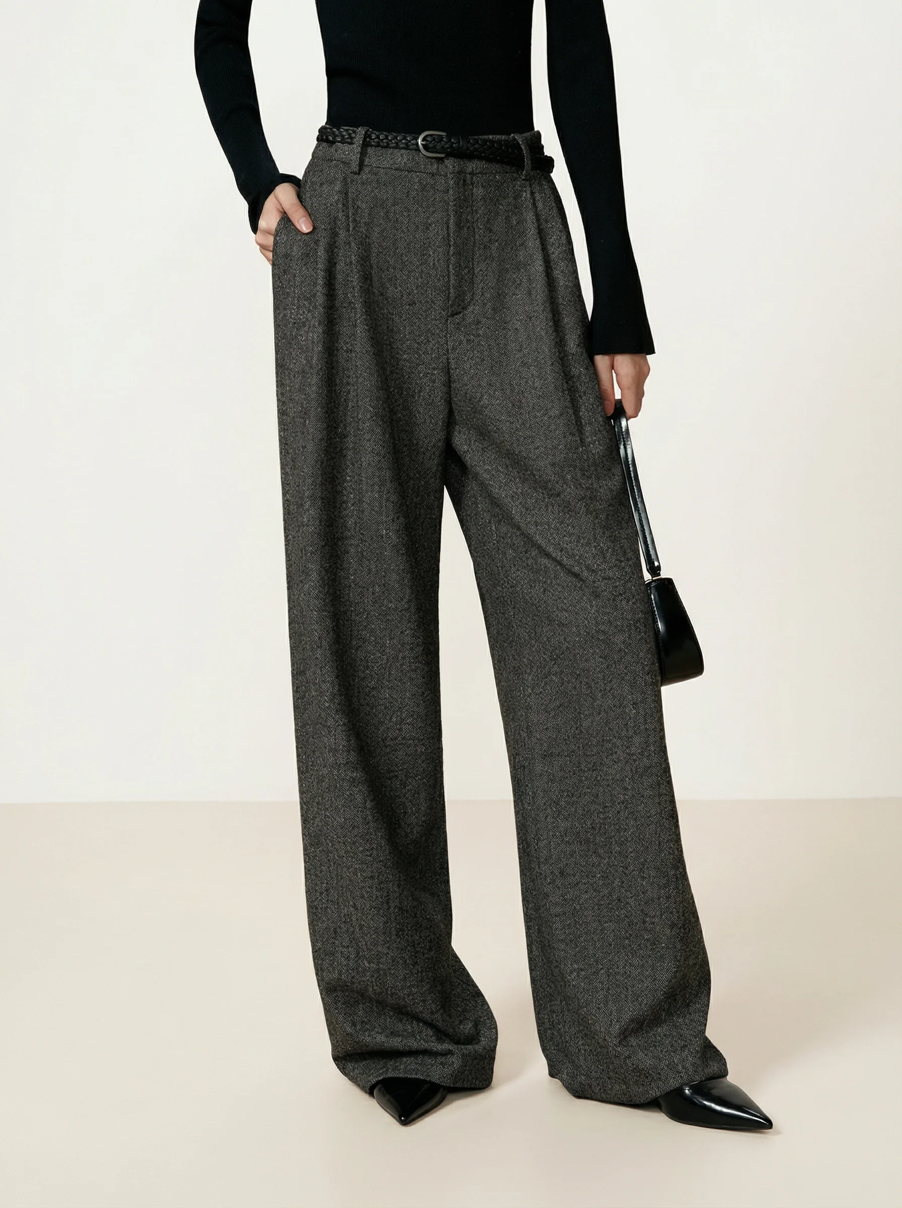 Wide-Leg Tweed Trousers - Image 2