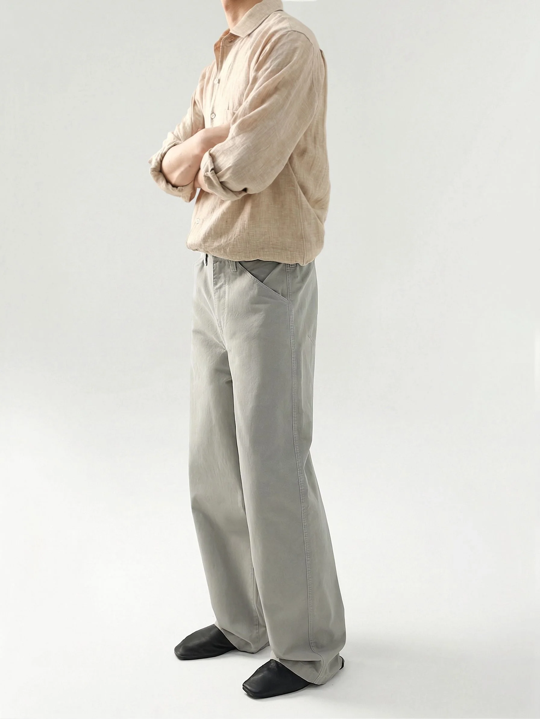 Wide-Leg Twill Trousers - Image 2