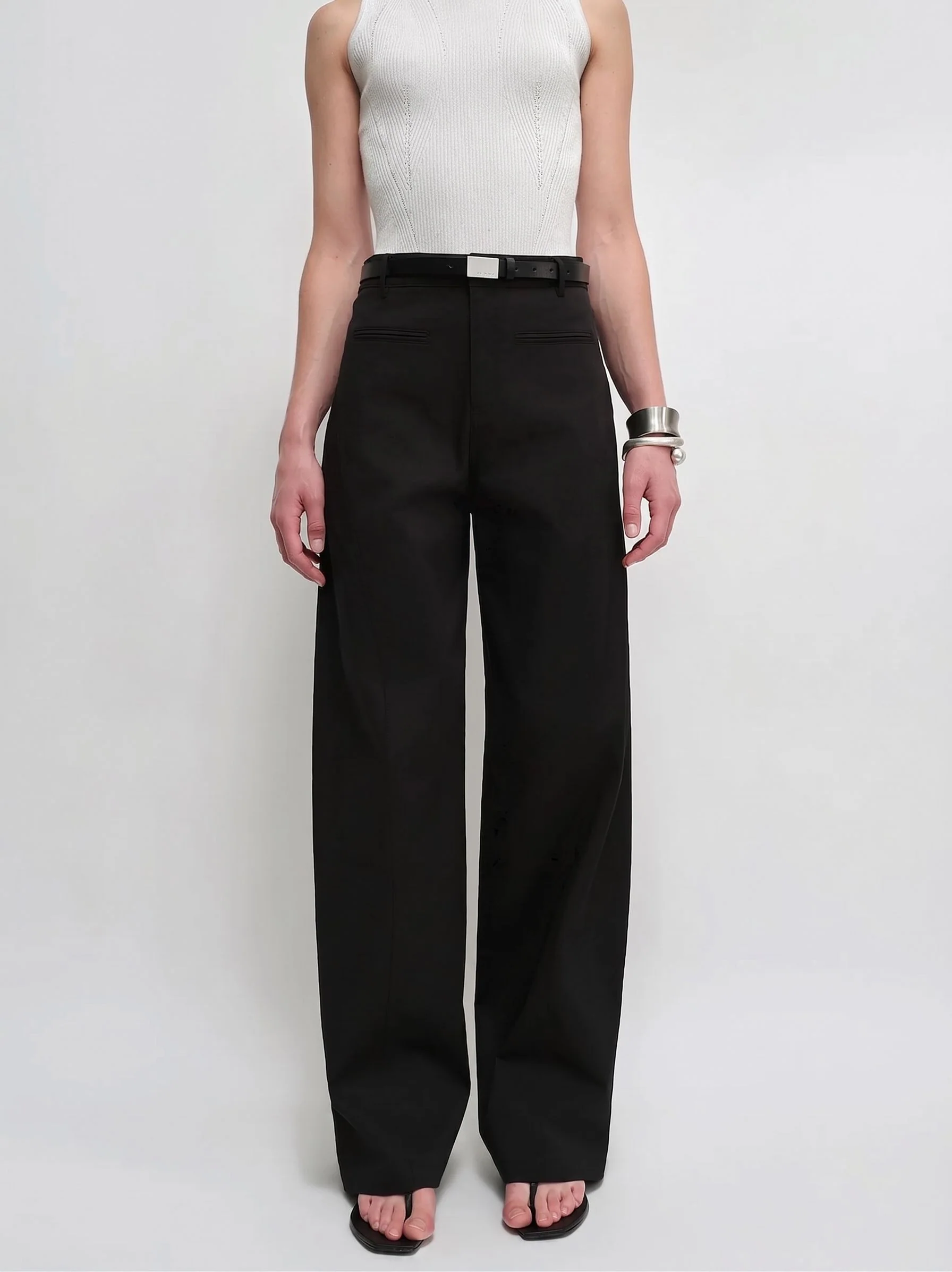 Wide-Leg Twill Trousers