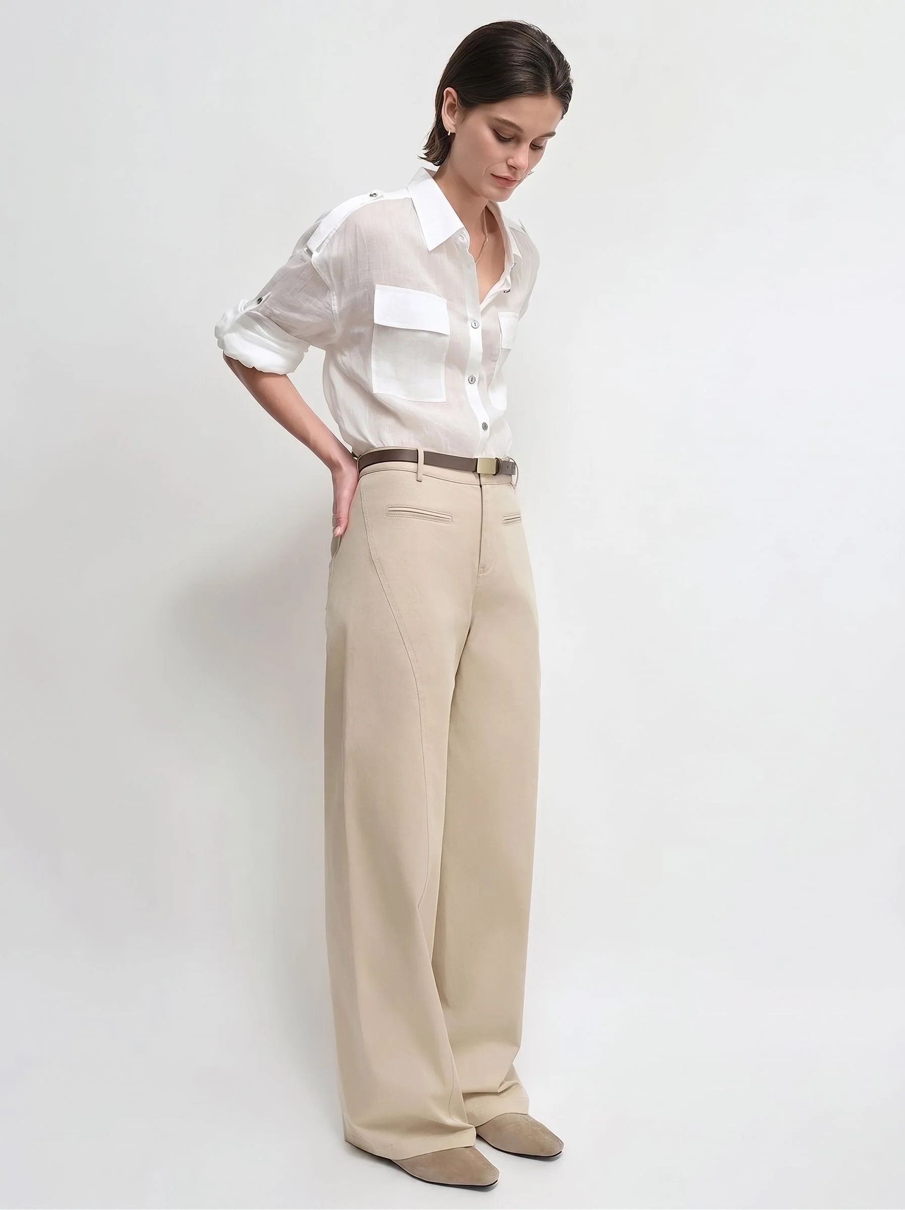Wide-Leg Twill Trousers - Image 5