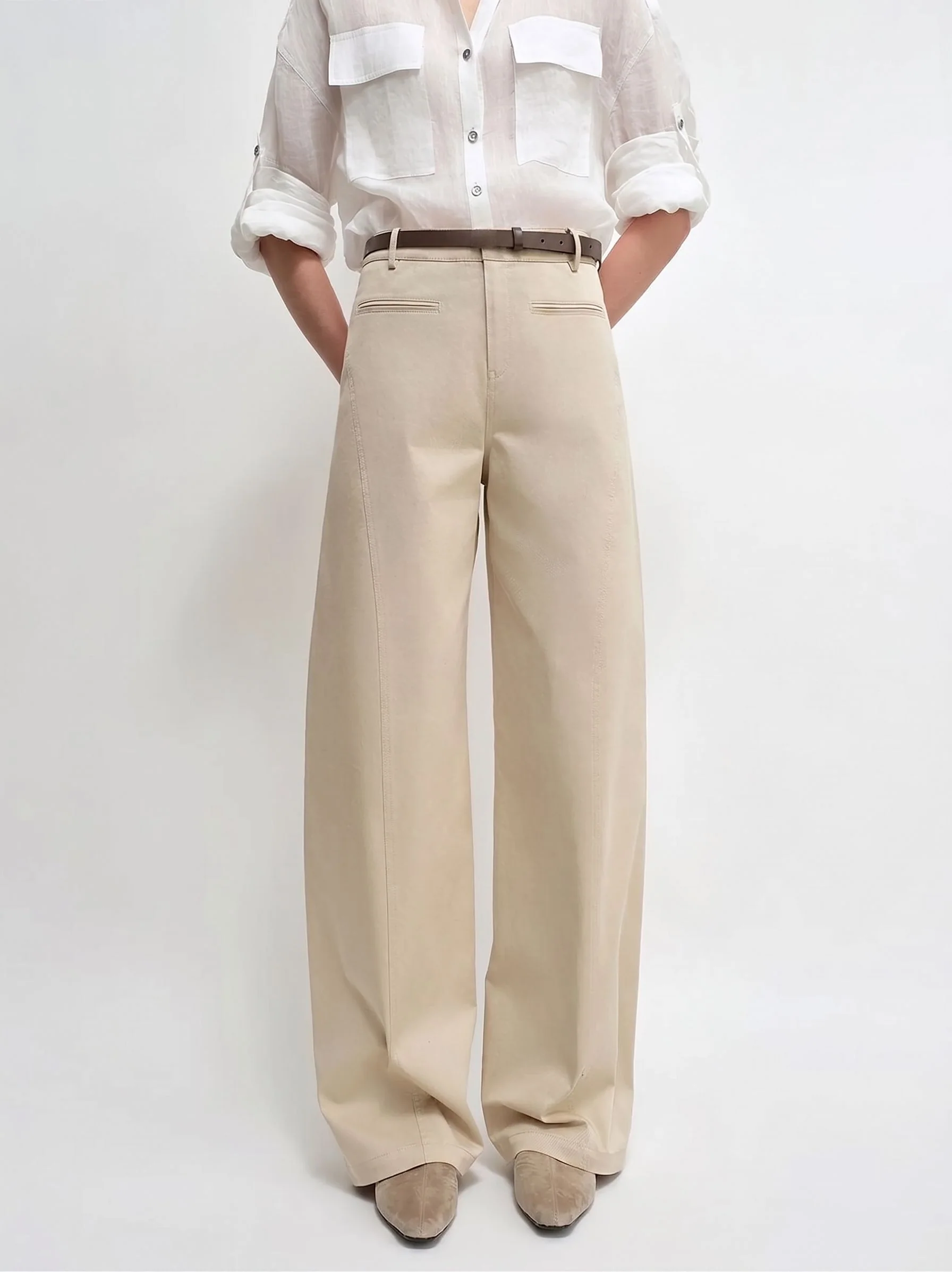 Wide-Leg Twill Trousers - Image 7