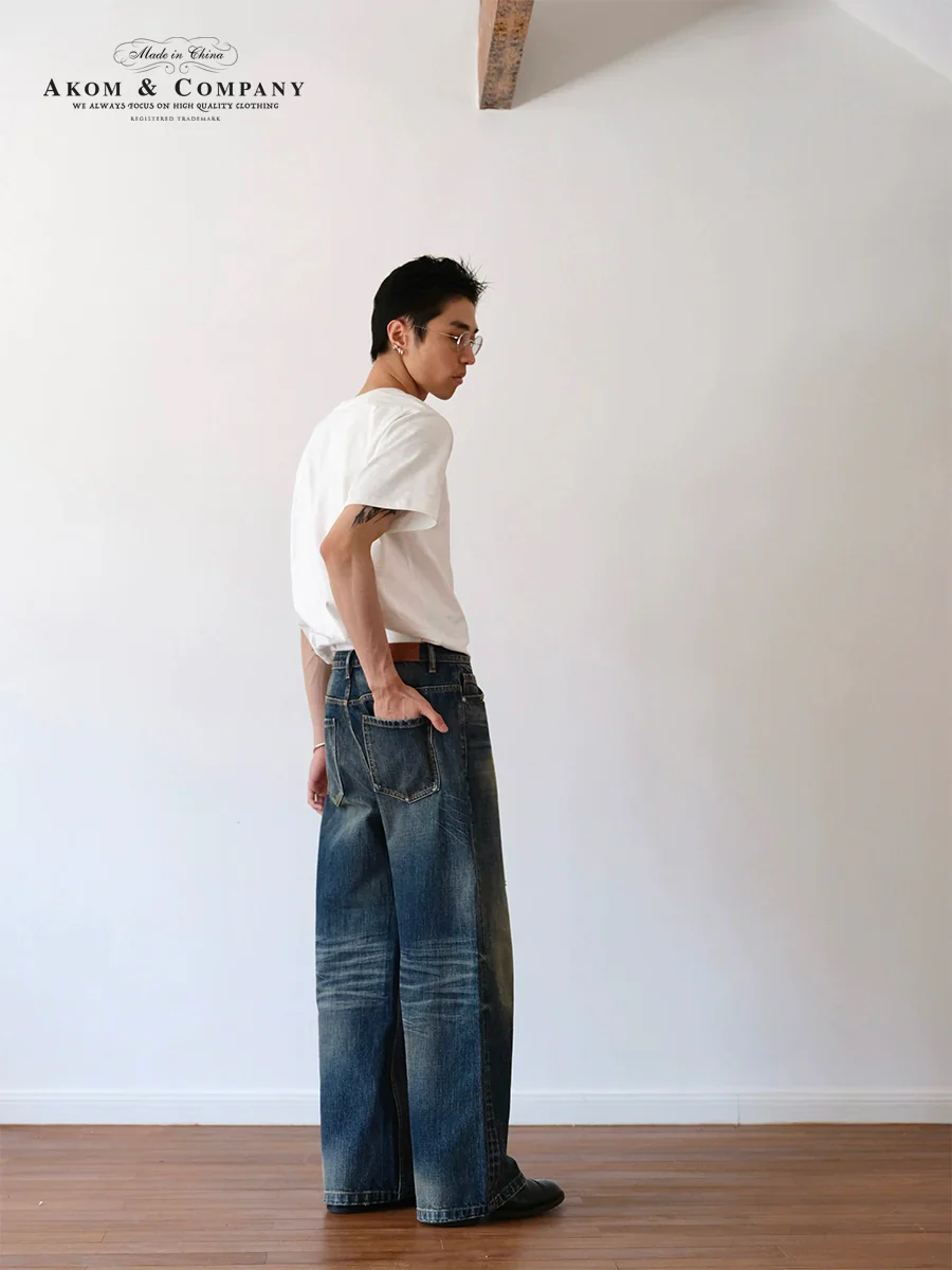 Wide-Leg Vintage-Wash Denim Jeans - Image 3