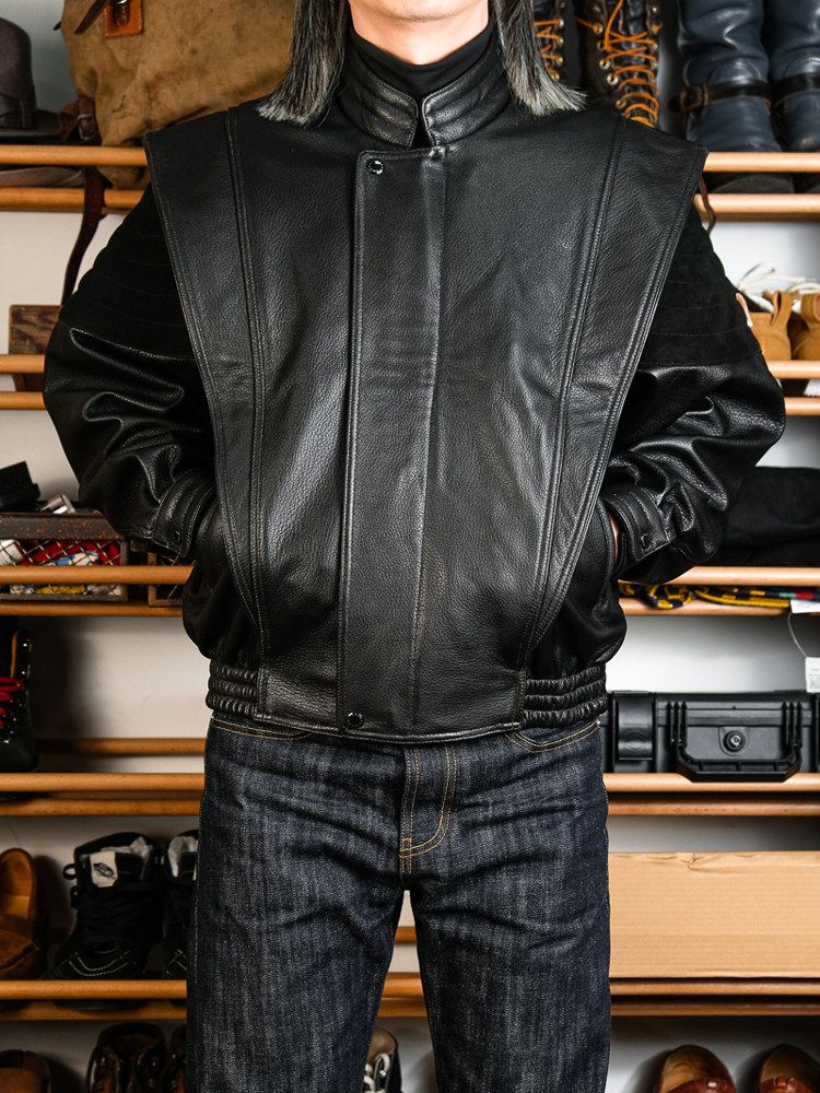 Wide-Shoulder Leather Jacket - Image 2