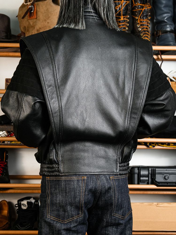 Wide-Shoulder Leather Jacket - Image 5