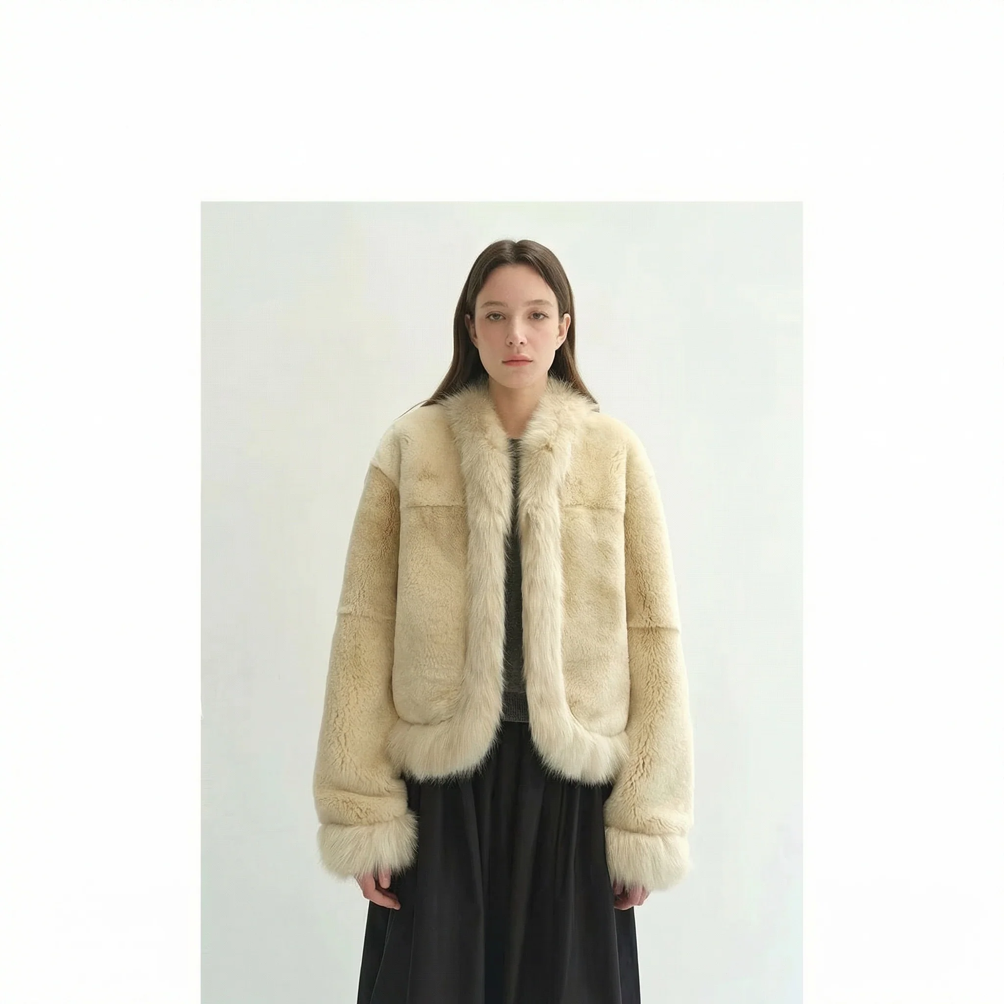 Windsor V-Neck Fur Jacket - Image 6