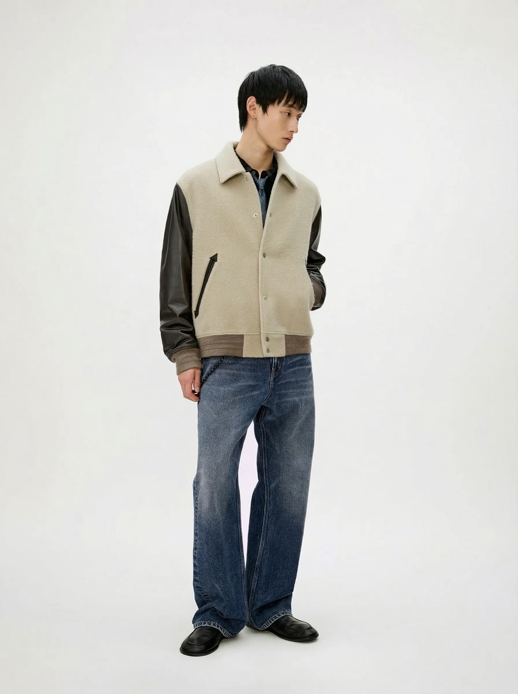 Wool and Leather Varsity Jacket - Image 2