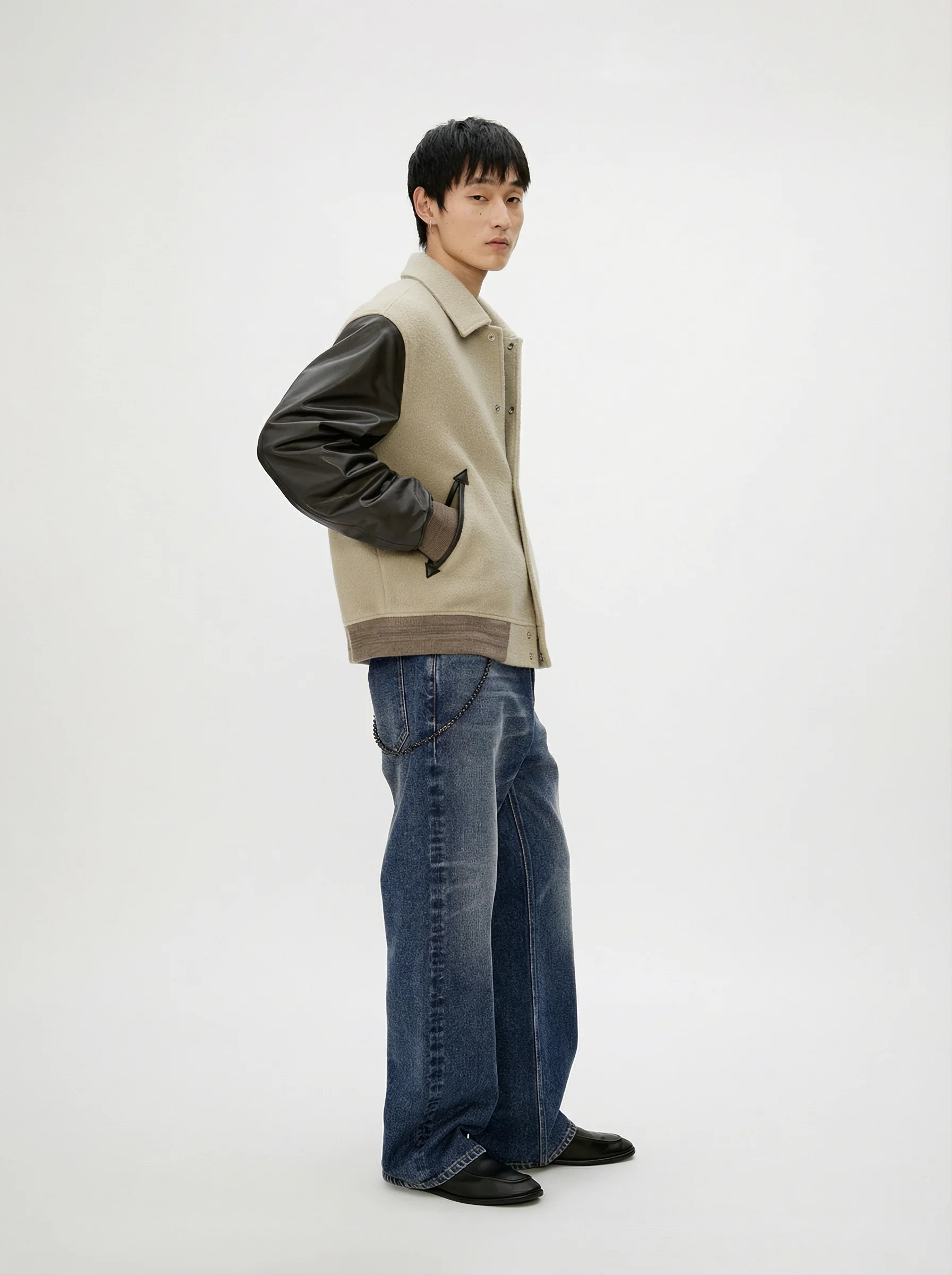 Wool and Leather Varsity Jacket - Image 3