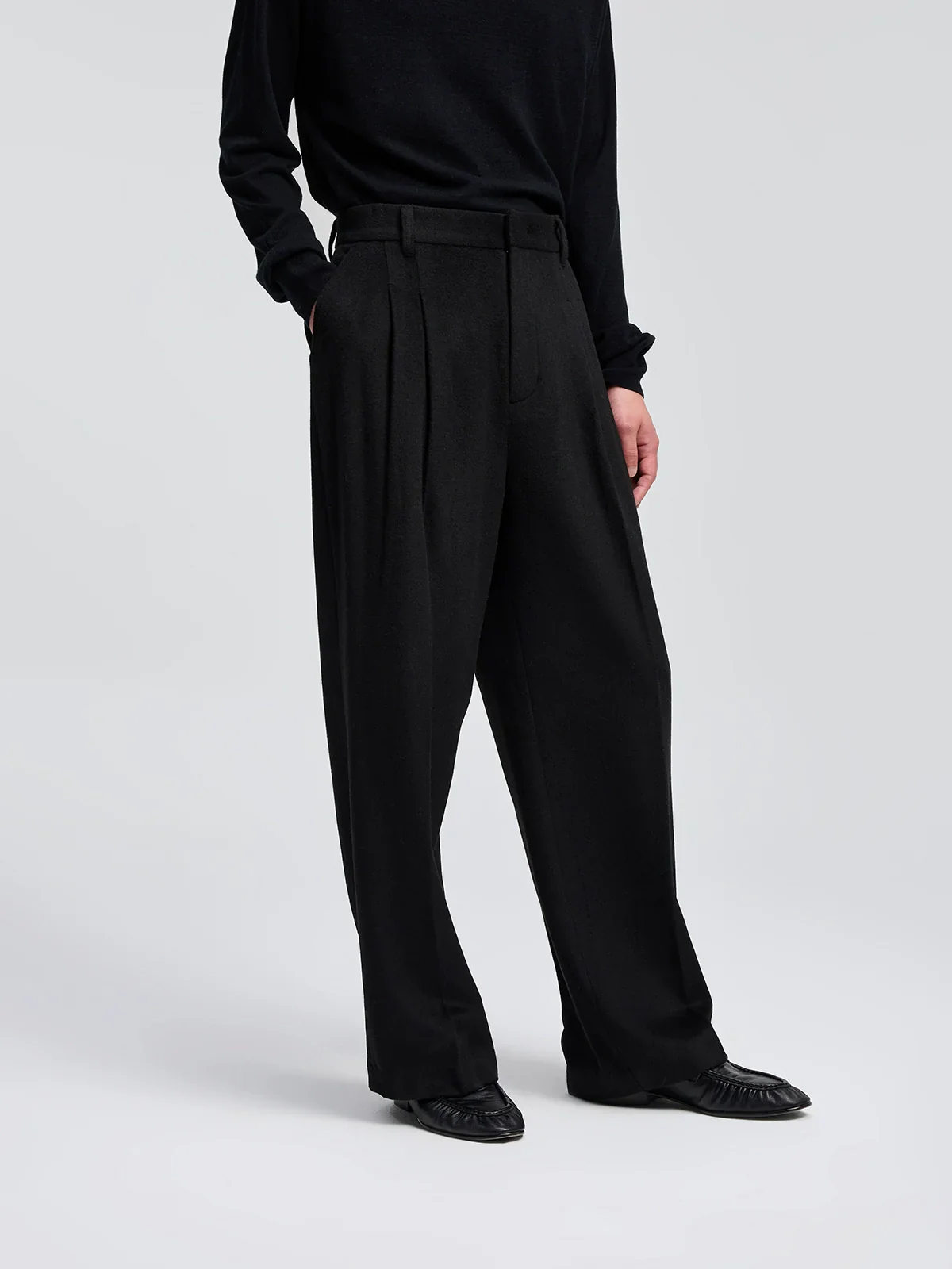 Wool-Blend Double-Pleat Straight Trousers - Image 4