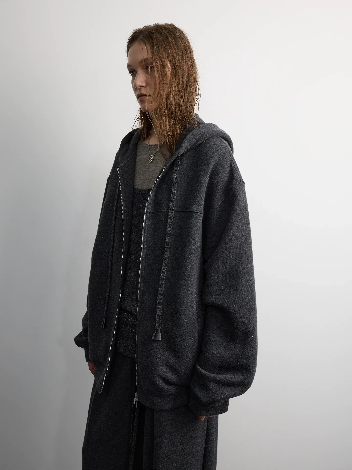 Wool Blend Fleece Zip Hoodie - Image 2