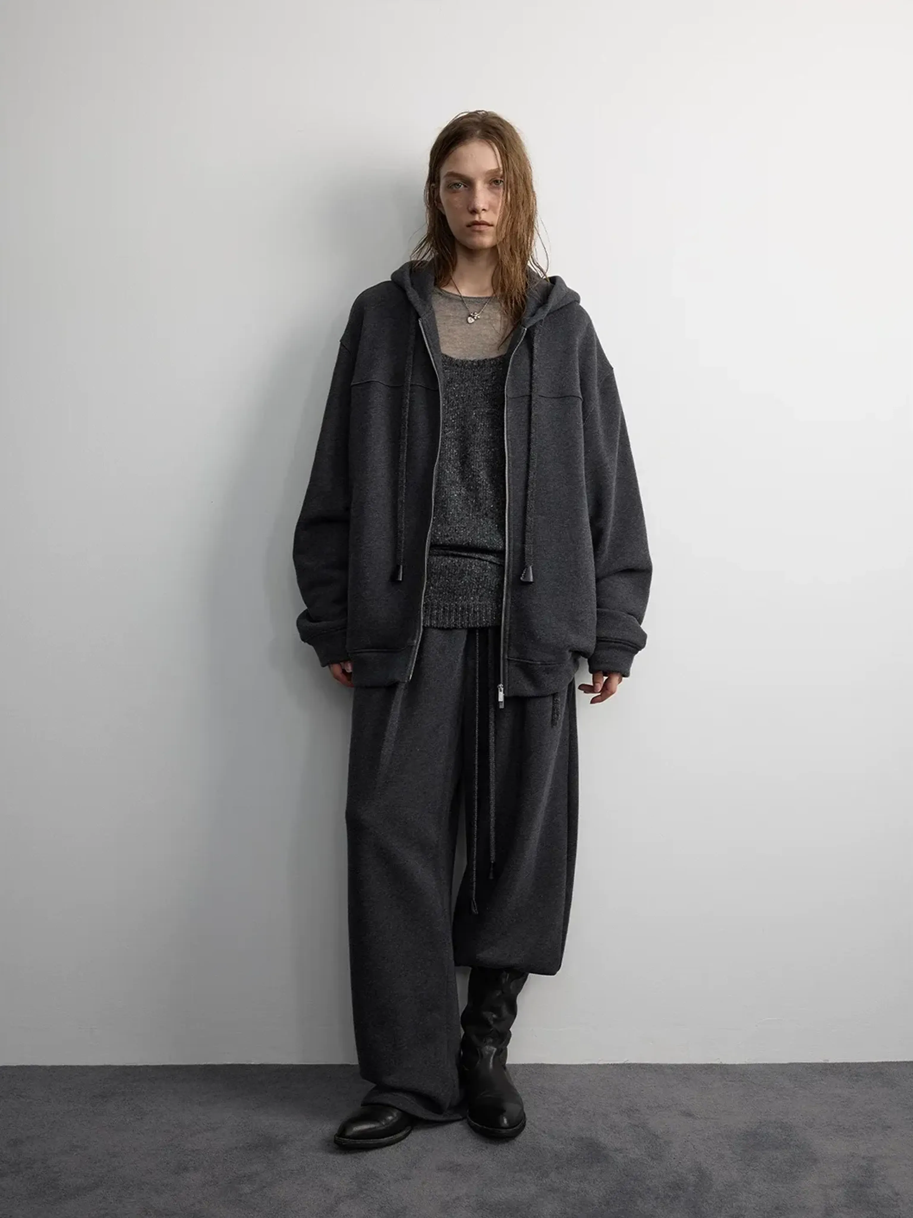 Wool Blend Fleece Zip Hoodie - Image 7