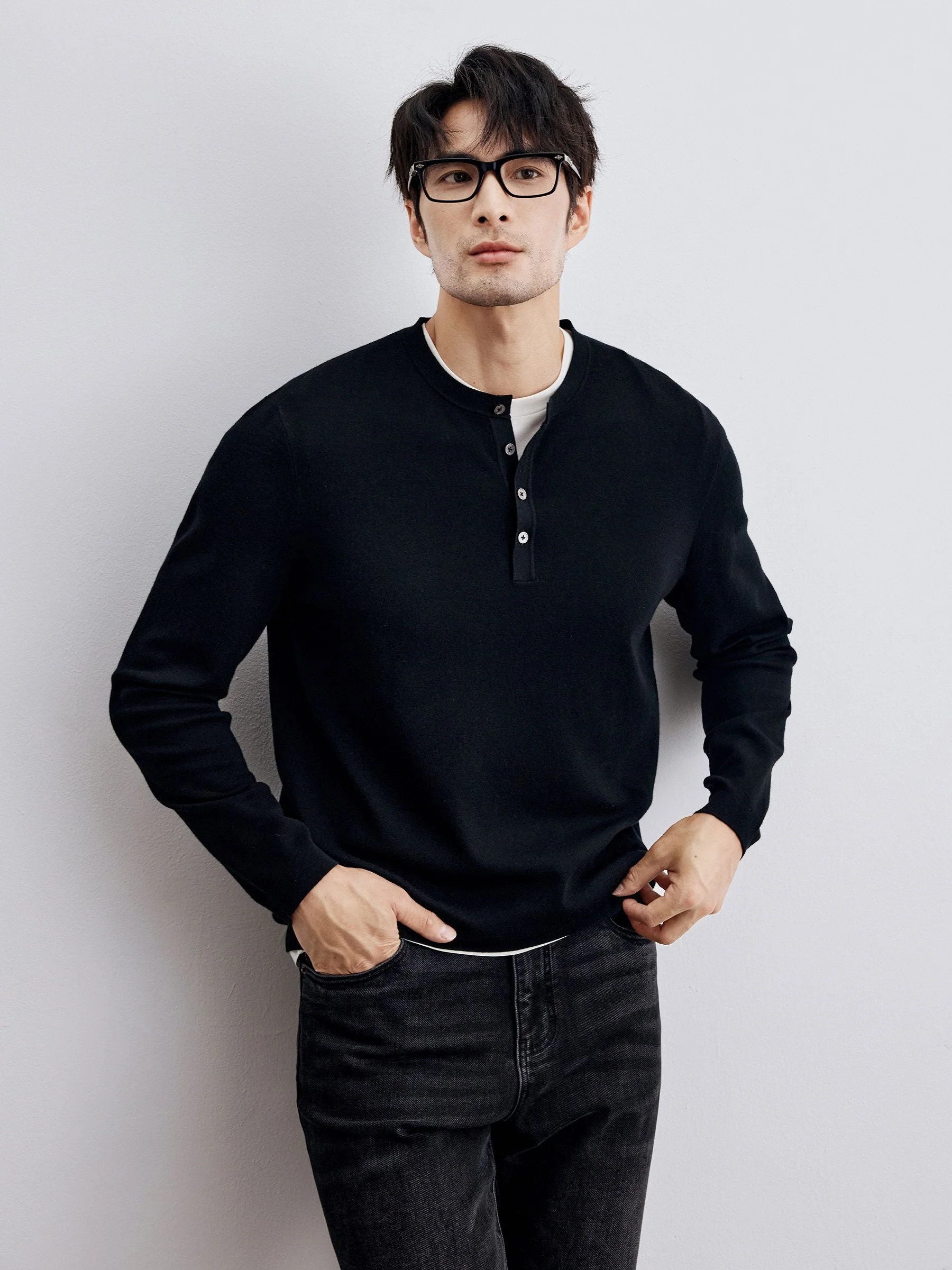 Wool-Blend Henley Sweater - Image 3