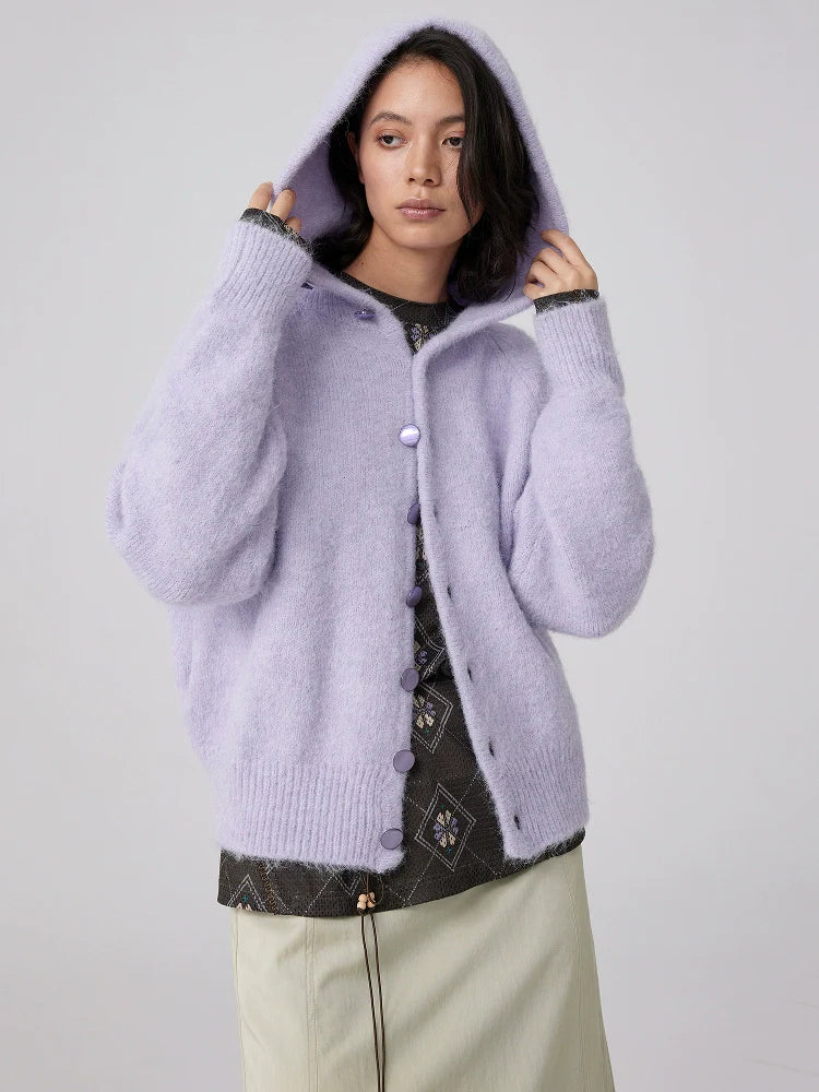 Wool-Blend Hooded Button Cardigan - Image 5