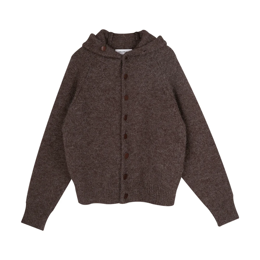 Wool-Blend Hooded Button Cardigan - Image 8